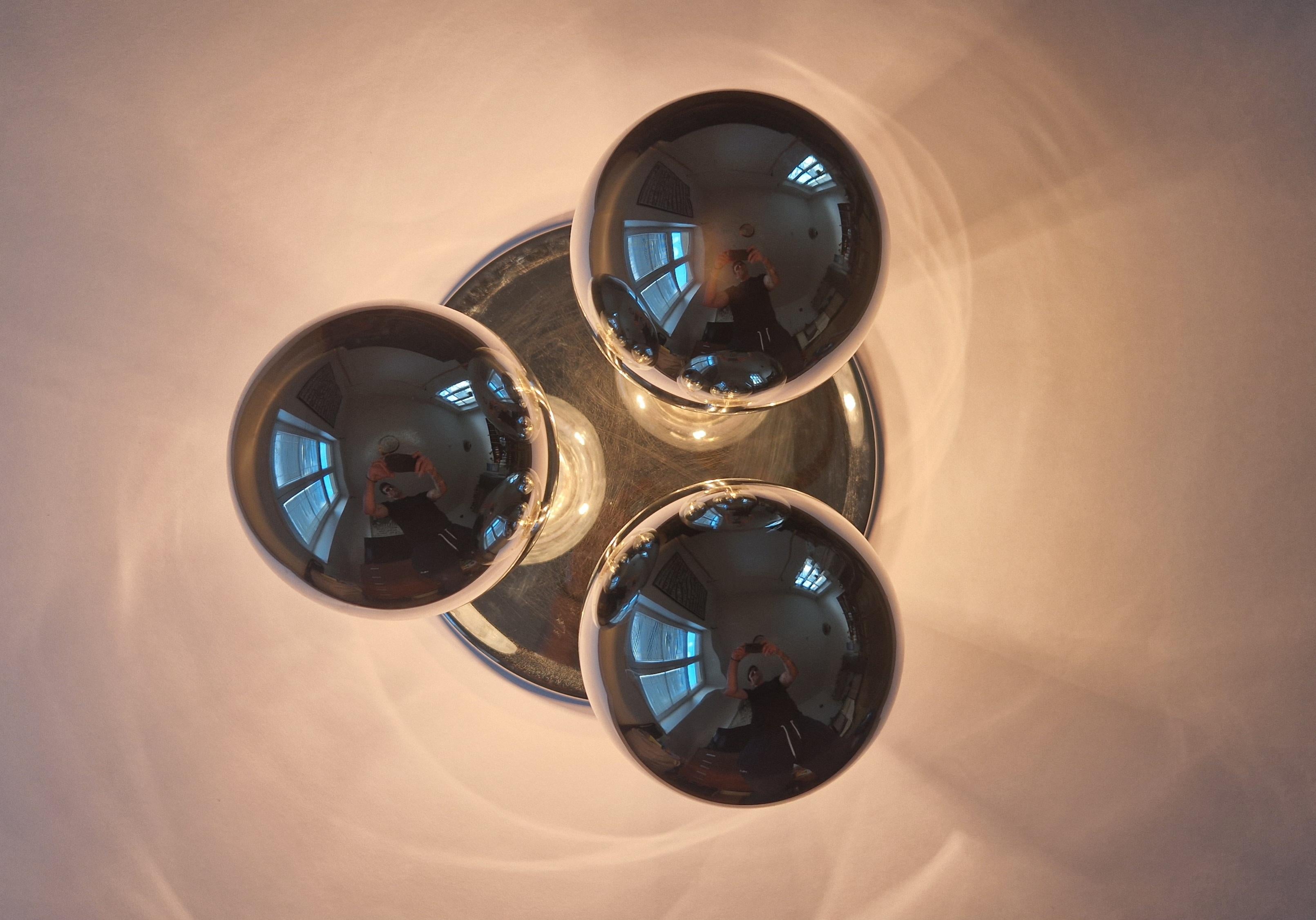 Rare Midcentury Flush Mount, Ceiling Lamp, Italy, 1970s For Sale 4