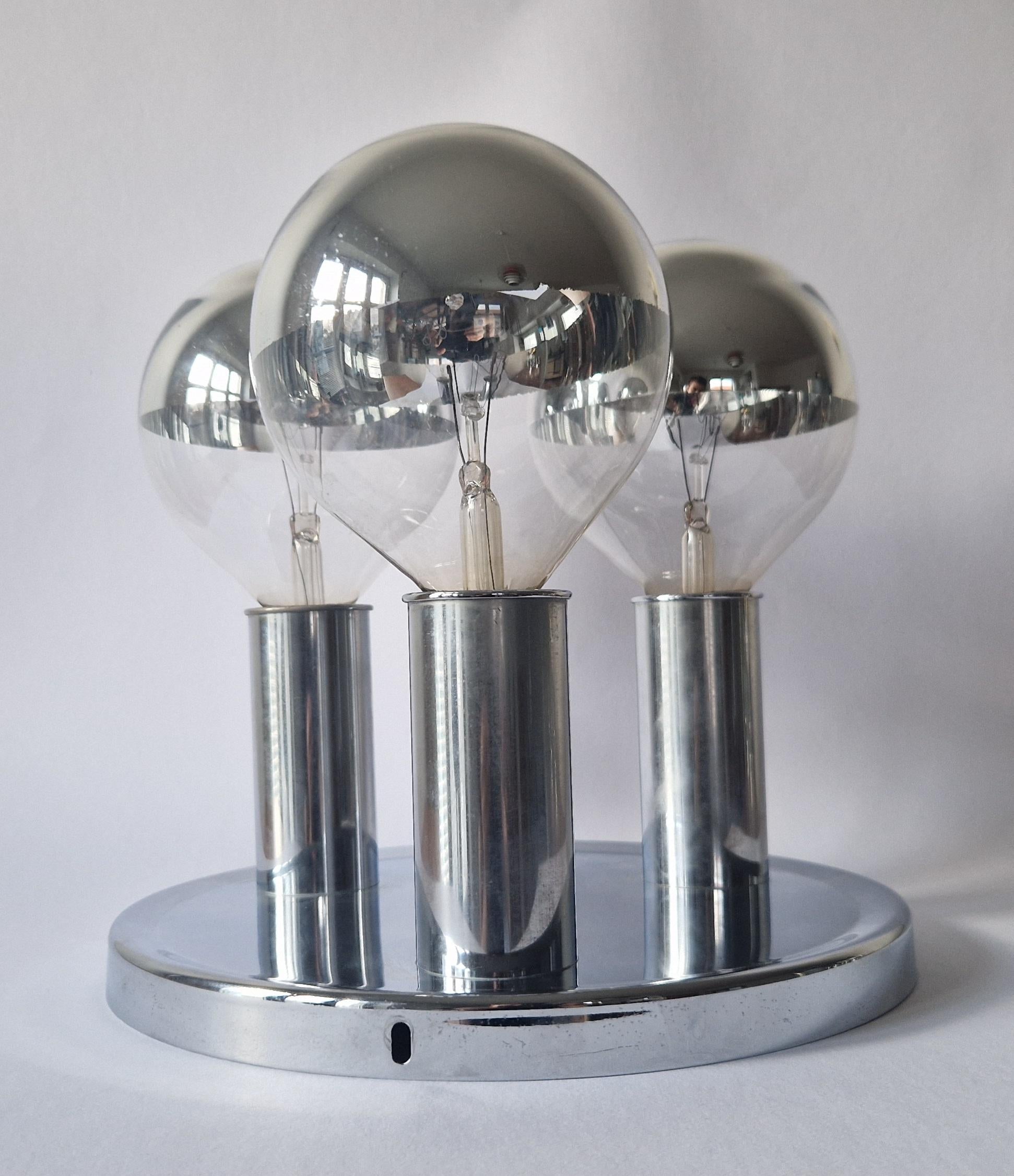 Rare Midcentury Flush Mount, Ceiling Lamp, Italy, 1970s For Sale 7