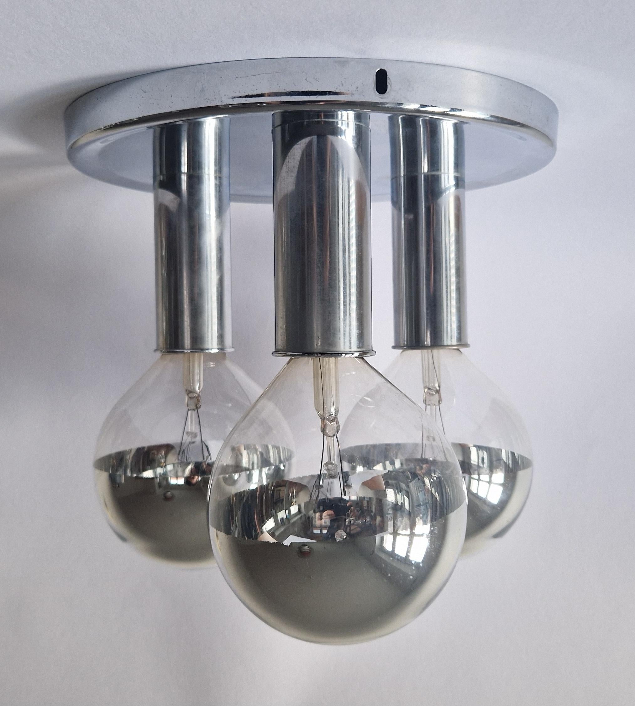 Rare Midcentury Flush Mount, Ceiling Lamp, Italy, 1970s For Sale 8