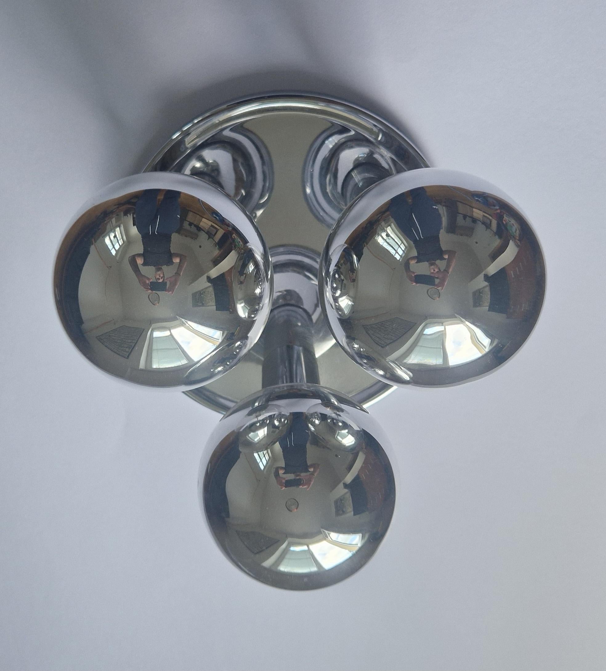 Italian Rare Midcentury Flush Mount, Ceiling Lamp, Italy, 1970s For Sale