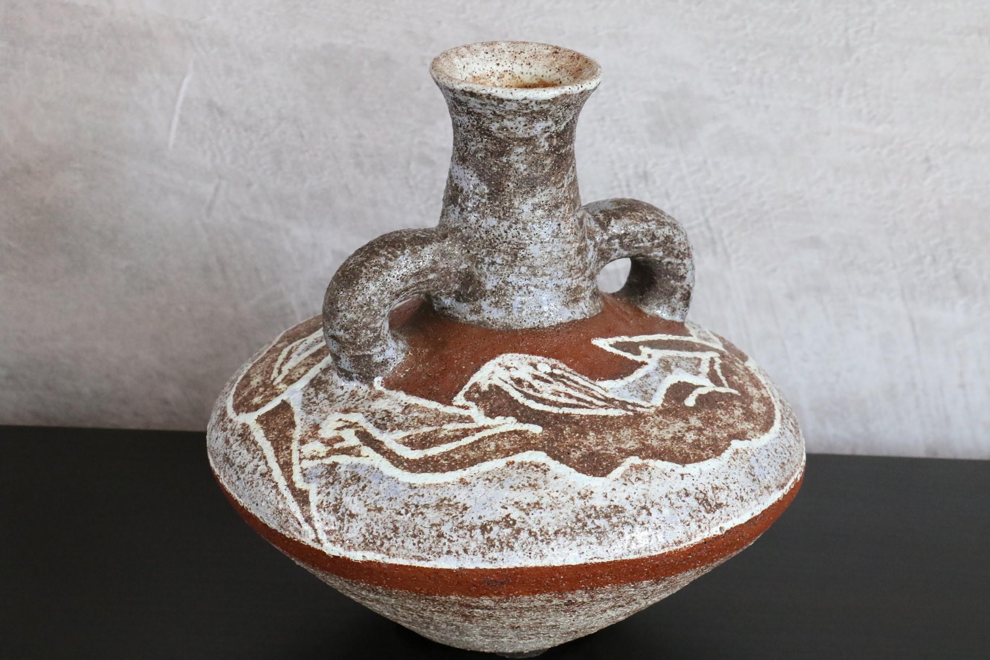 Vaso in terracotta moderno di metà secolo firmato Accolay Studio Pottery, 1960, Francia in vendita 10