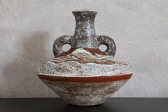 Vaso in terracotta moderno di metà secolo firmato Accolay Studio Pottery, 1960, Francia