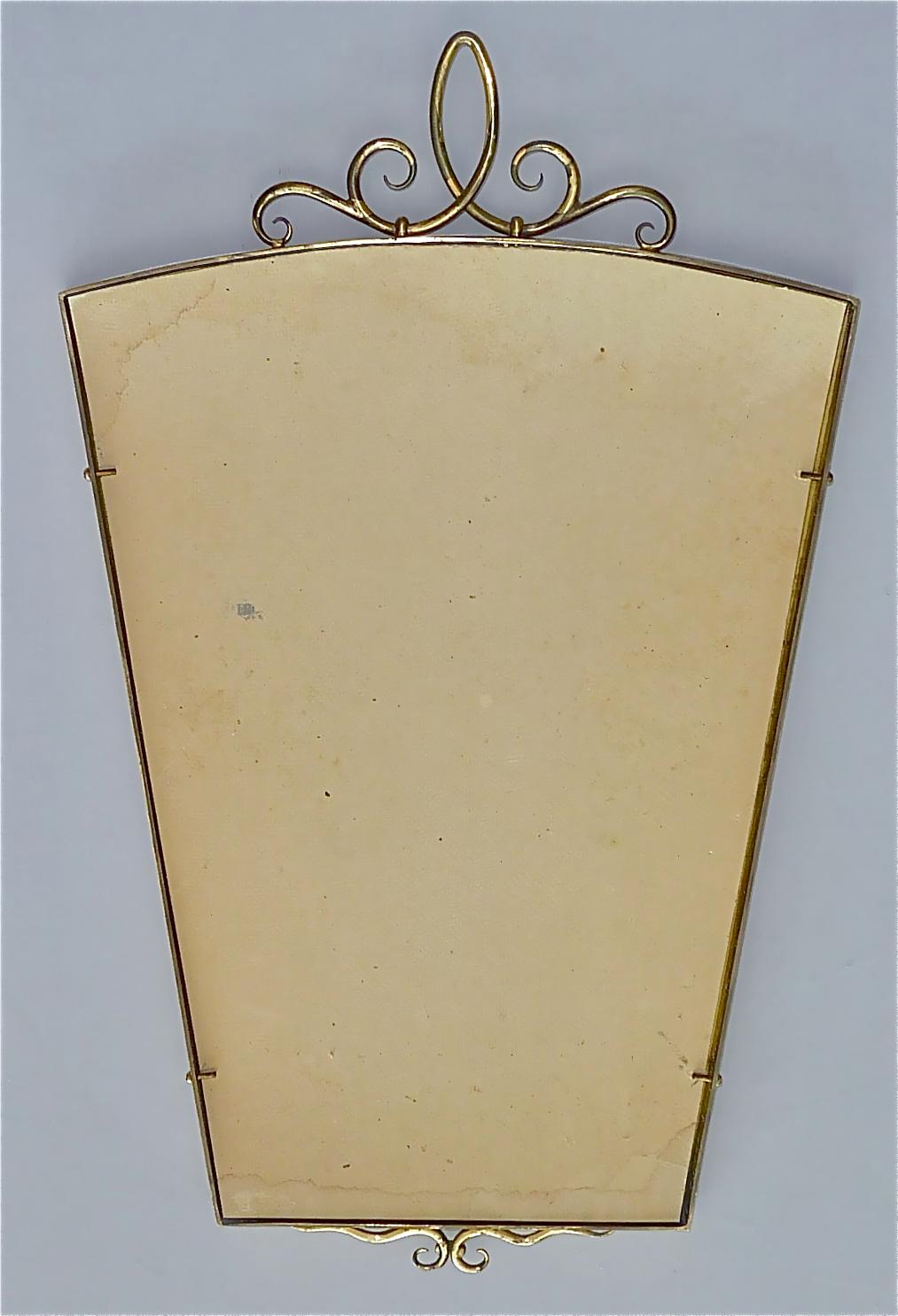 Rare Midcentury Gio Ponti attribution Italian Wall Mirror Gilt Brass Glass 1950s For Sale 6