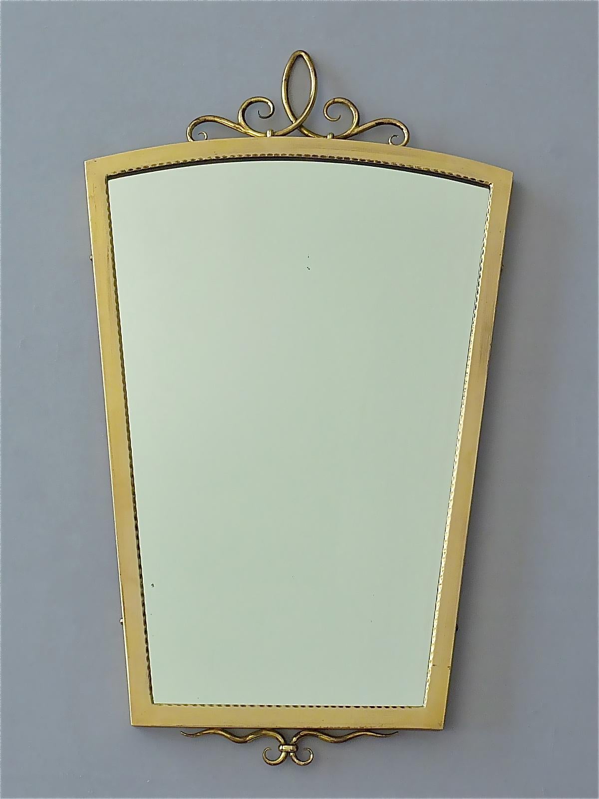 Rare Midcentury Gio Ponti attribution Italian Wall Mirror Gilt Brass Glass 1950s For Sale 7