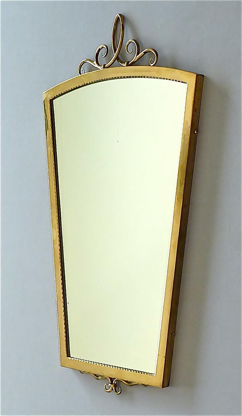 Rare Midcentury Gio Ponti attribution Italian Wall Mirror Gilt Brass Glass 1950s For Sale 9
