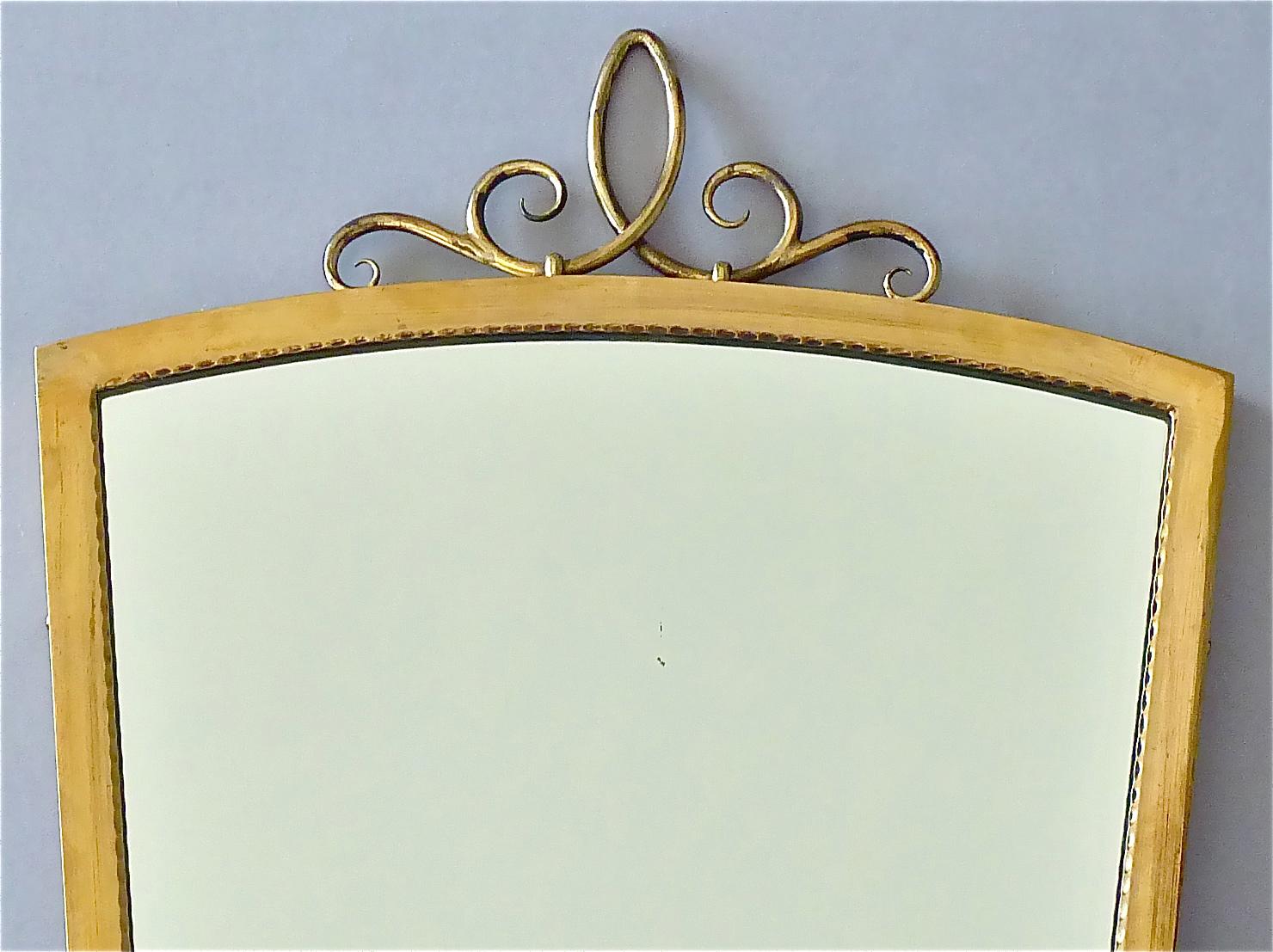 Mid-Century Modern Rare Midcentury Gio Ponti attribution Italian Wall Mirror Gilt Brass Glass 1950s For Sale