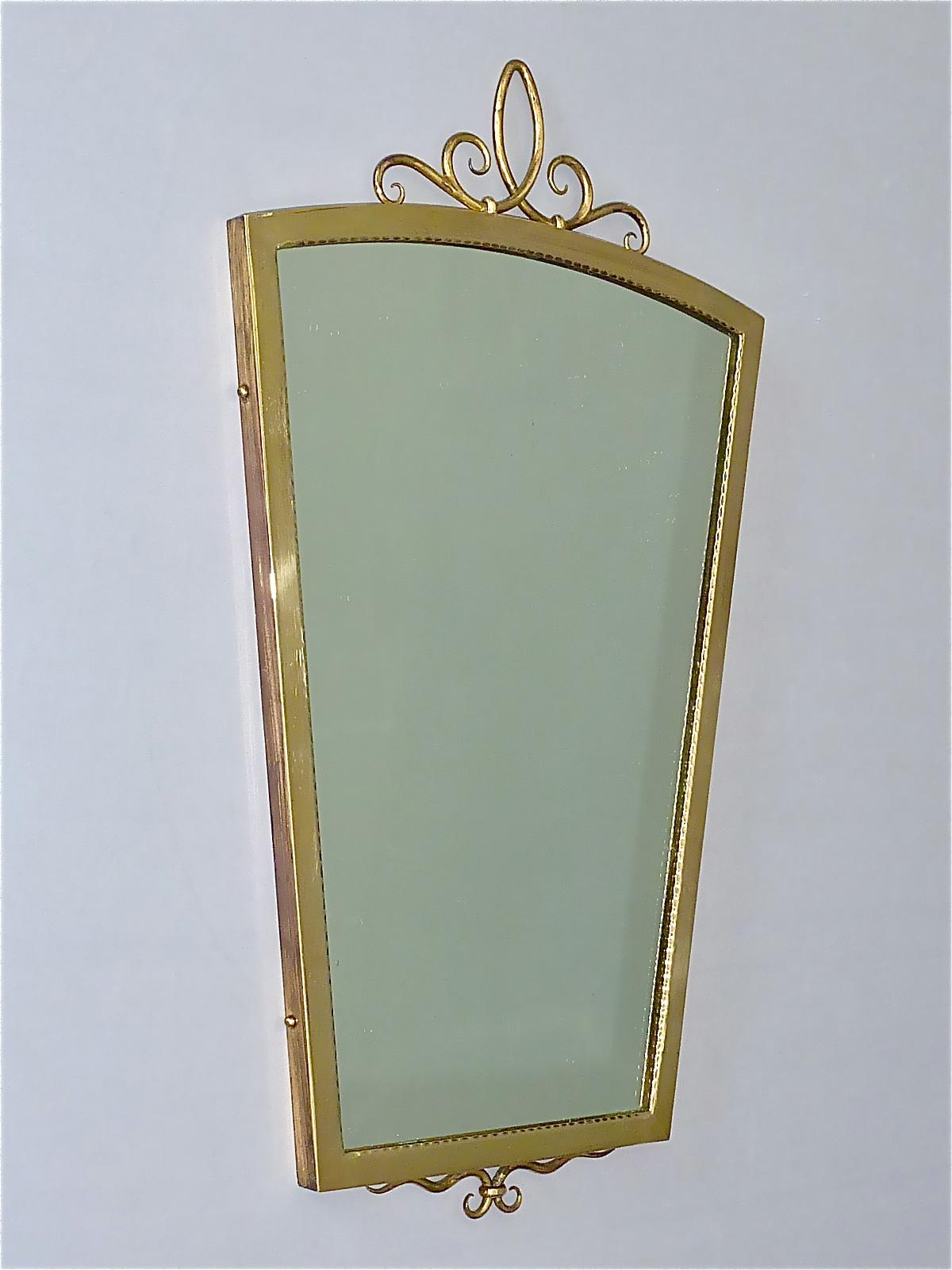 Rare Midcentury Gio Ponti attribution Italian Wall Mirror Gilt Brass Glass 1950s For Sale 1