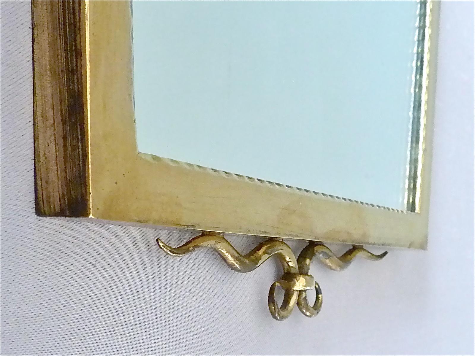 Rare Midcentury Gio Ponti attribution Italian Wall Mirror Gilt Brass Glass 1950s For Sale 2