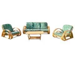 Rare Midcentury Japanese Double Teardrop Rattan Suite by JRB Co. Tokyo — c.1960s