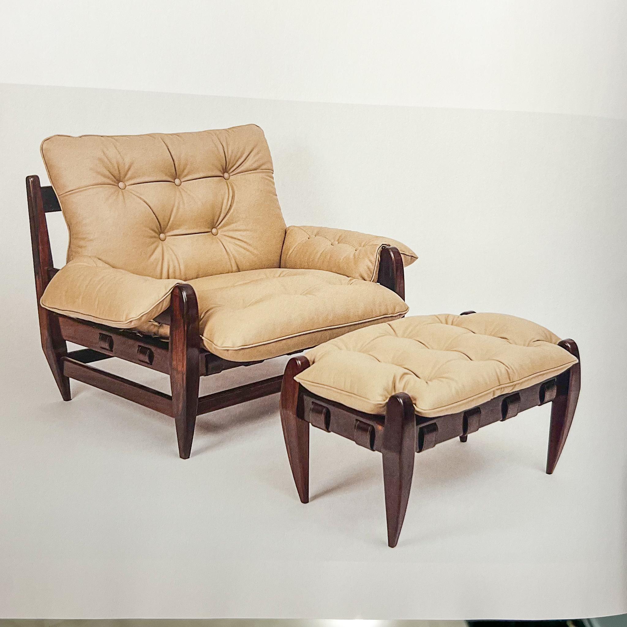 Brazilian Modern Armchairs in Hardwood & Black Leather, Jean Gillon, 1960 For Sale 13