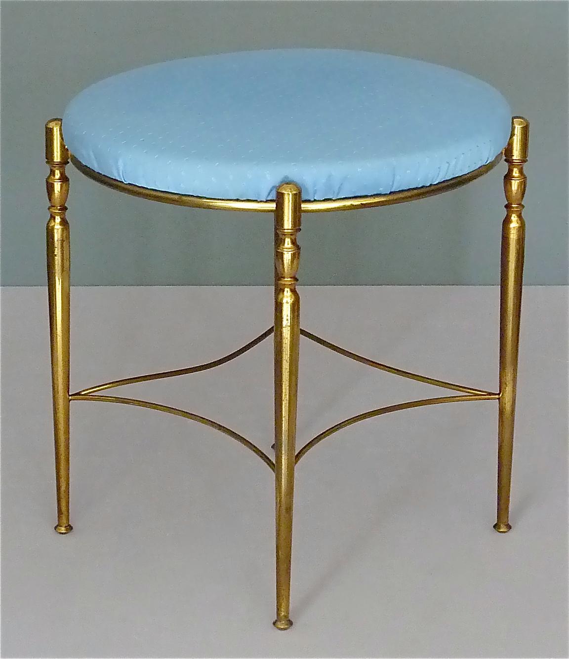 Patinated Rare Midcentury Maison Jansen Brass Stool Side Chair 1950s Charles Bagues Era