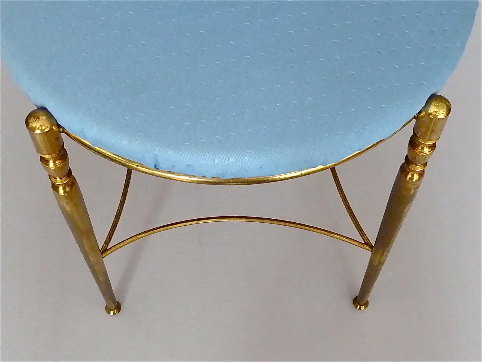 Rare Midcentury Maison Jansen Brass Stool Side Chair 1950s Charles Bagues Era 1
