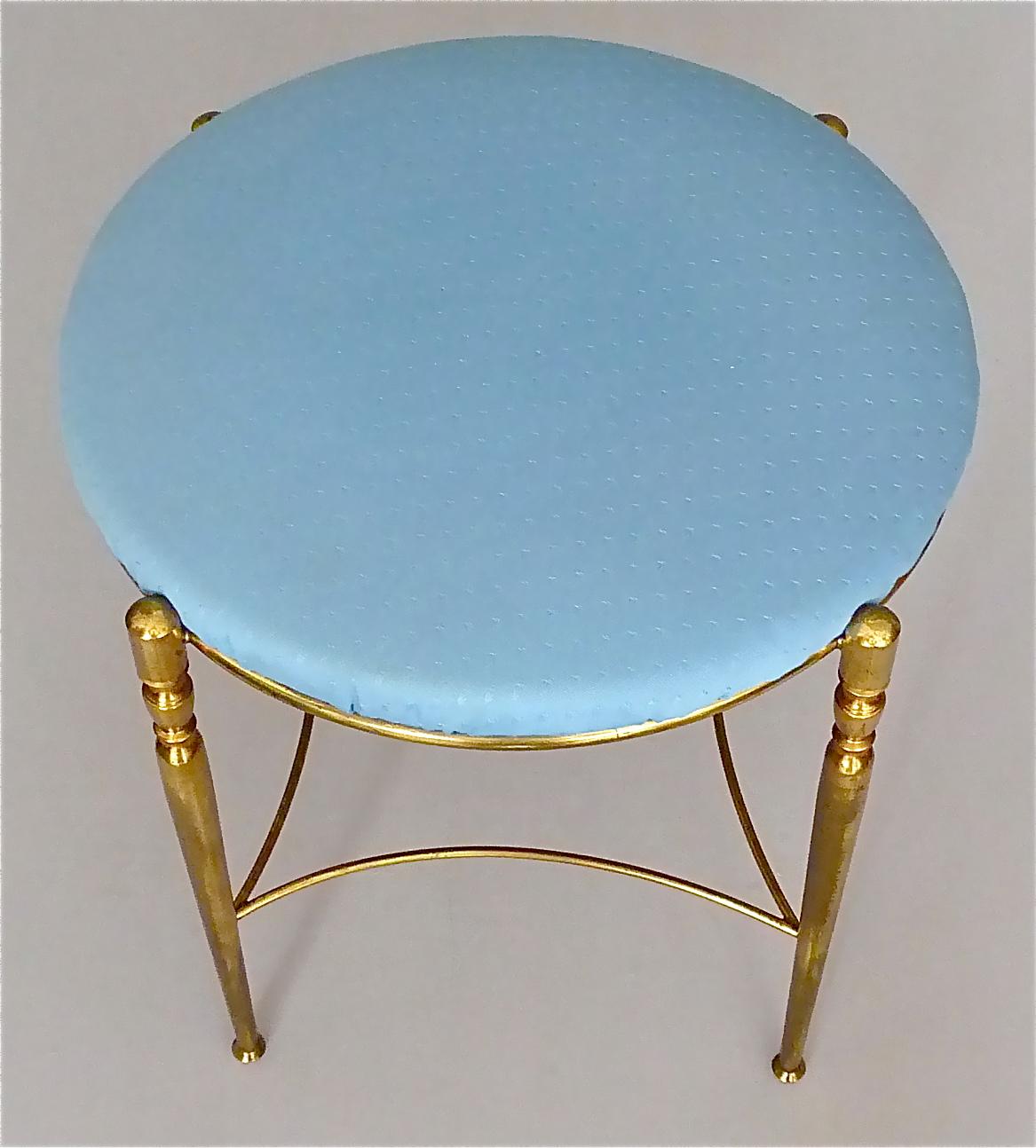 Rare Midcentury Maison Jansen Brass Stool Side Chair 1950s Charles Bagues Era 2