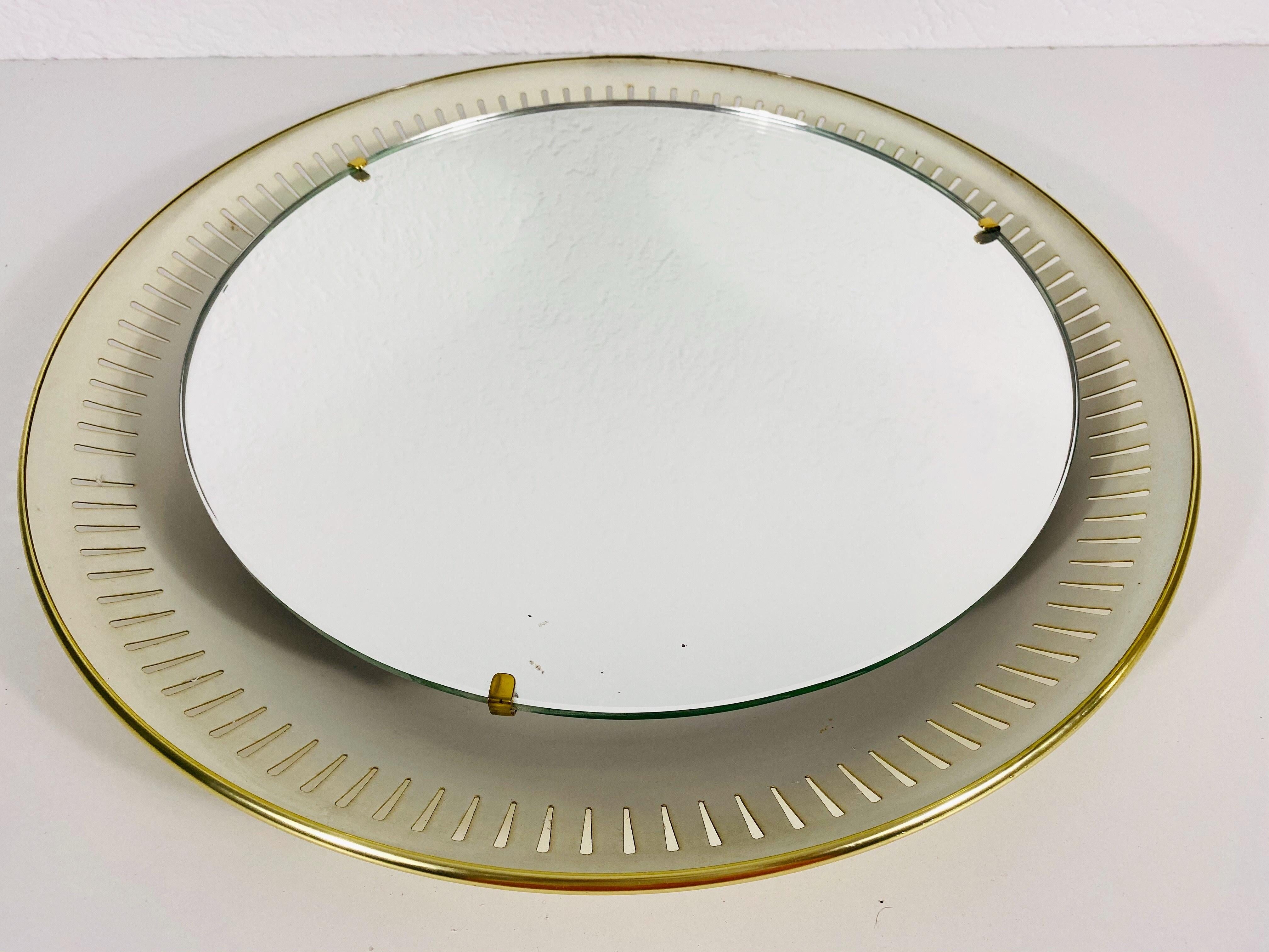 Rare Midcentury Metal Illuminated Mirror by Hillebrand, Germany, 1950s For Sale 5