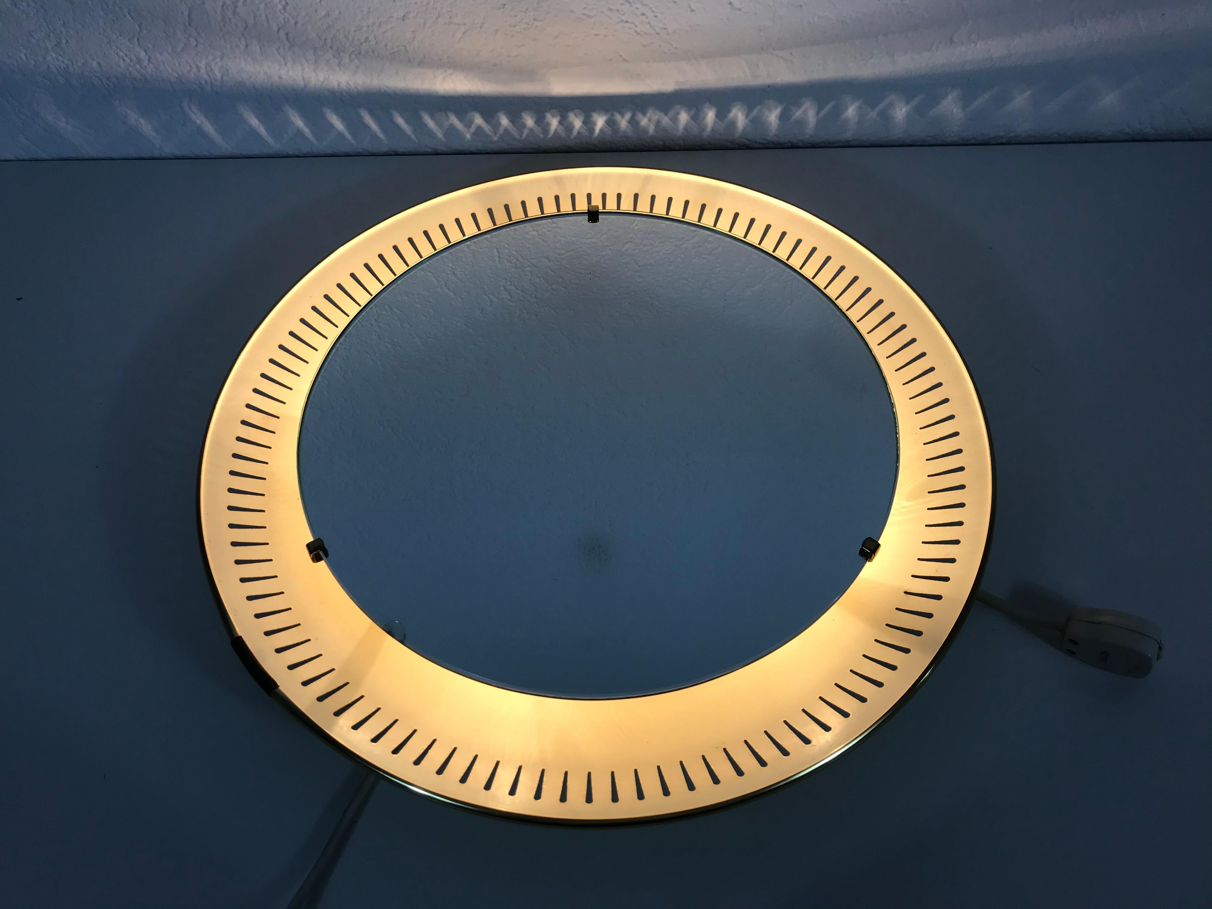 Mid-Century Modern Rare Midcentury Metal Illuminated Mirror by Hillebrand, Germany, 1950s