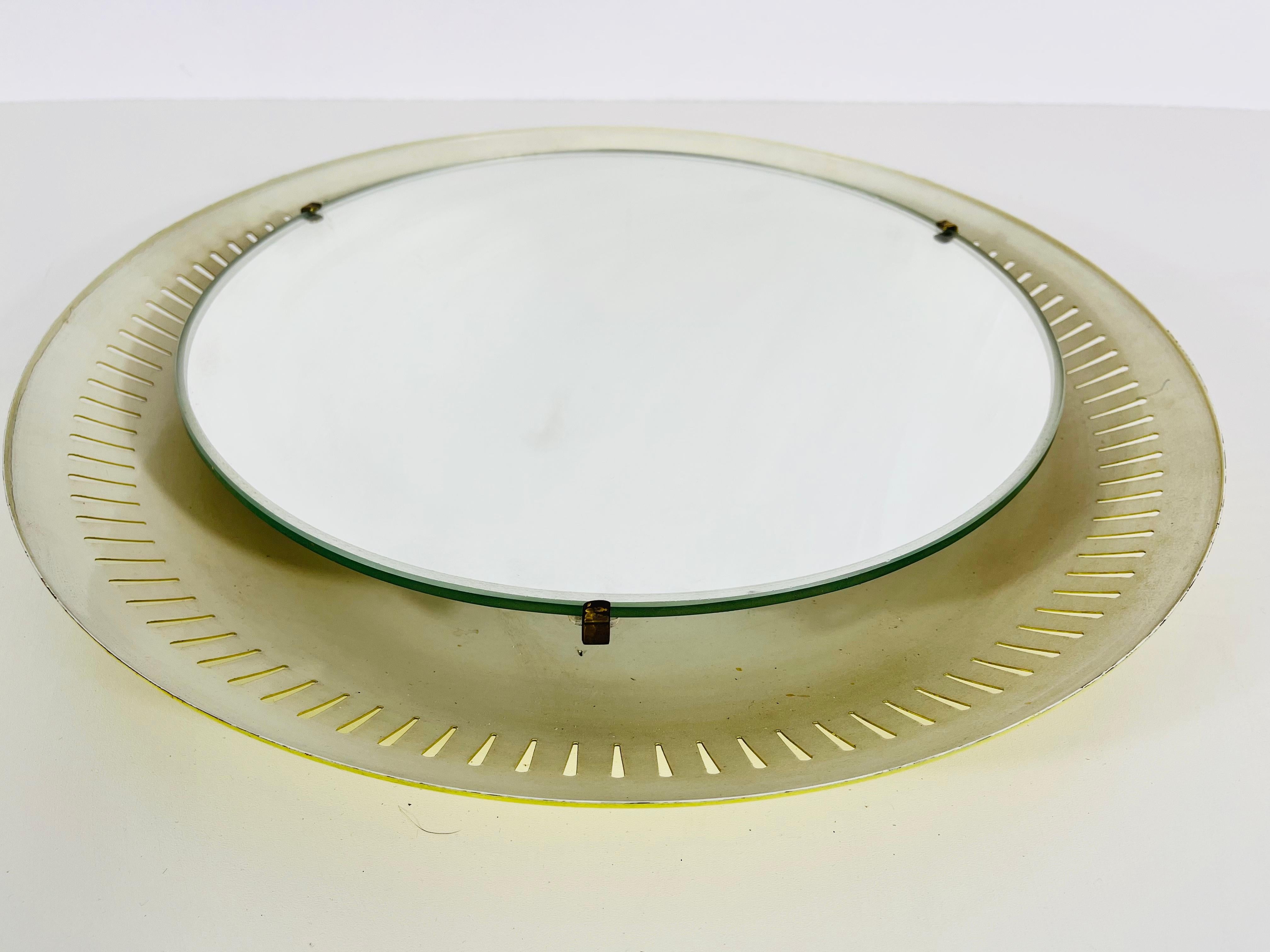 Mid-20th Century Rare Mid-Century Metal Illuminated Mirror by Hillebrand, Germany, 1950s For Sale