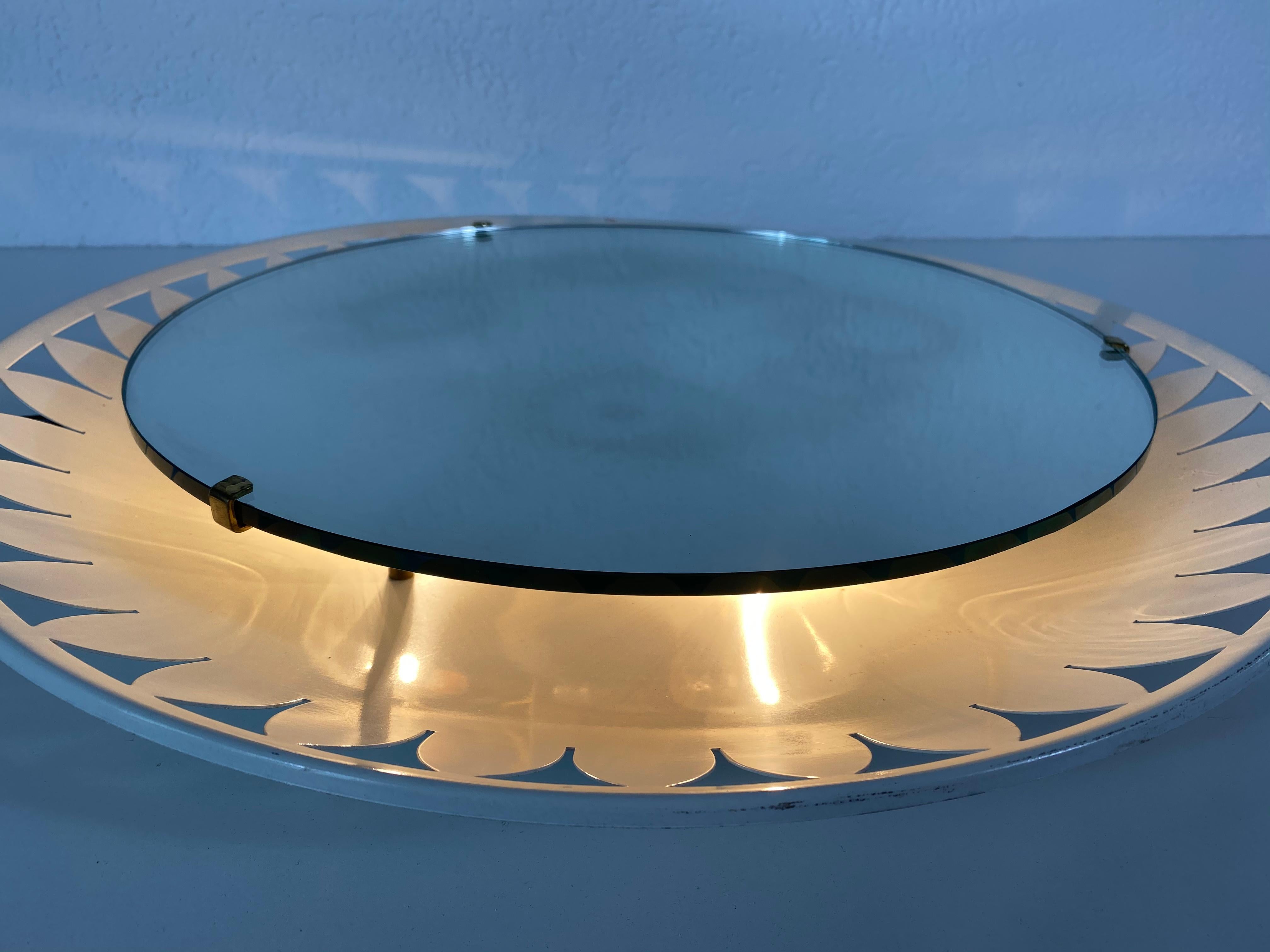 Rare Midcentury Metal Illuminated Mirror by Hillebrand, Germany, 1950s For Sale 3