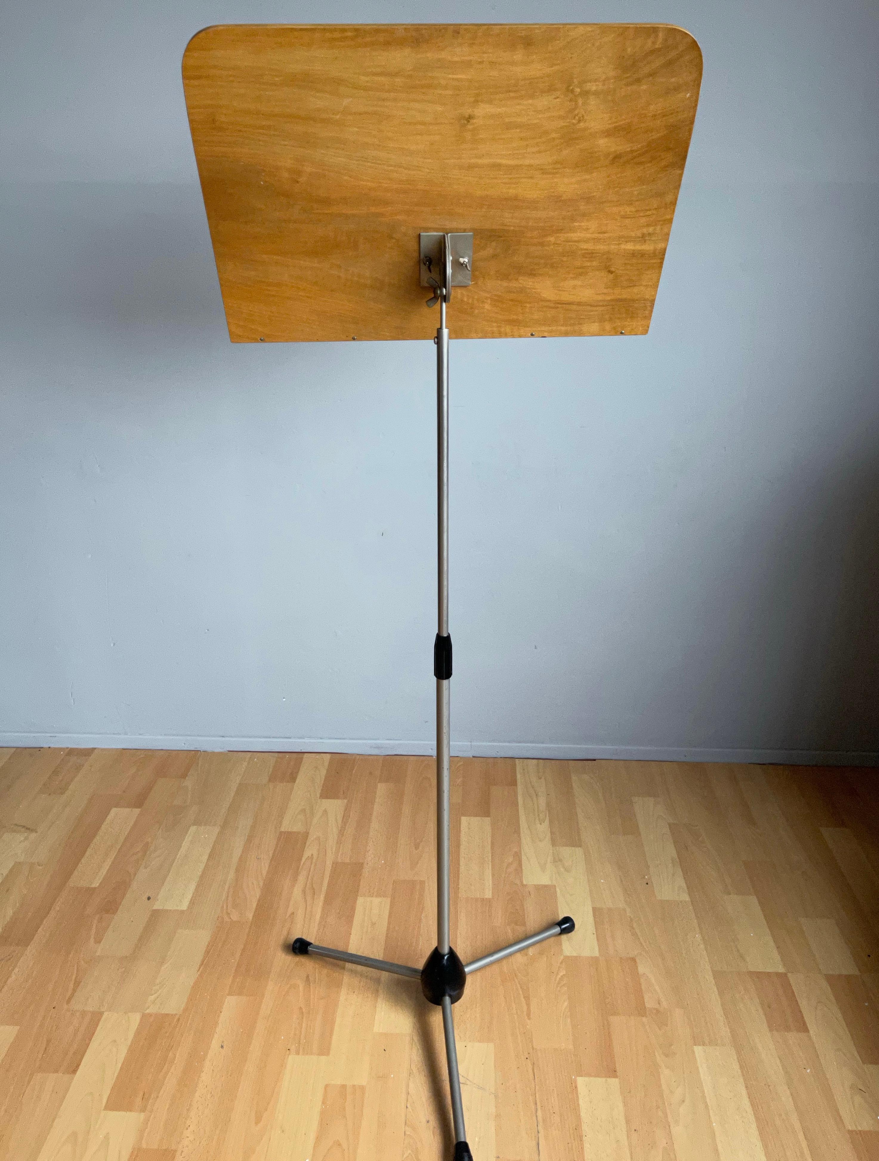 Rare Midcentury Modern Adjustable Wooden & Iron Tripod Music Paper Lectern Stand 7