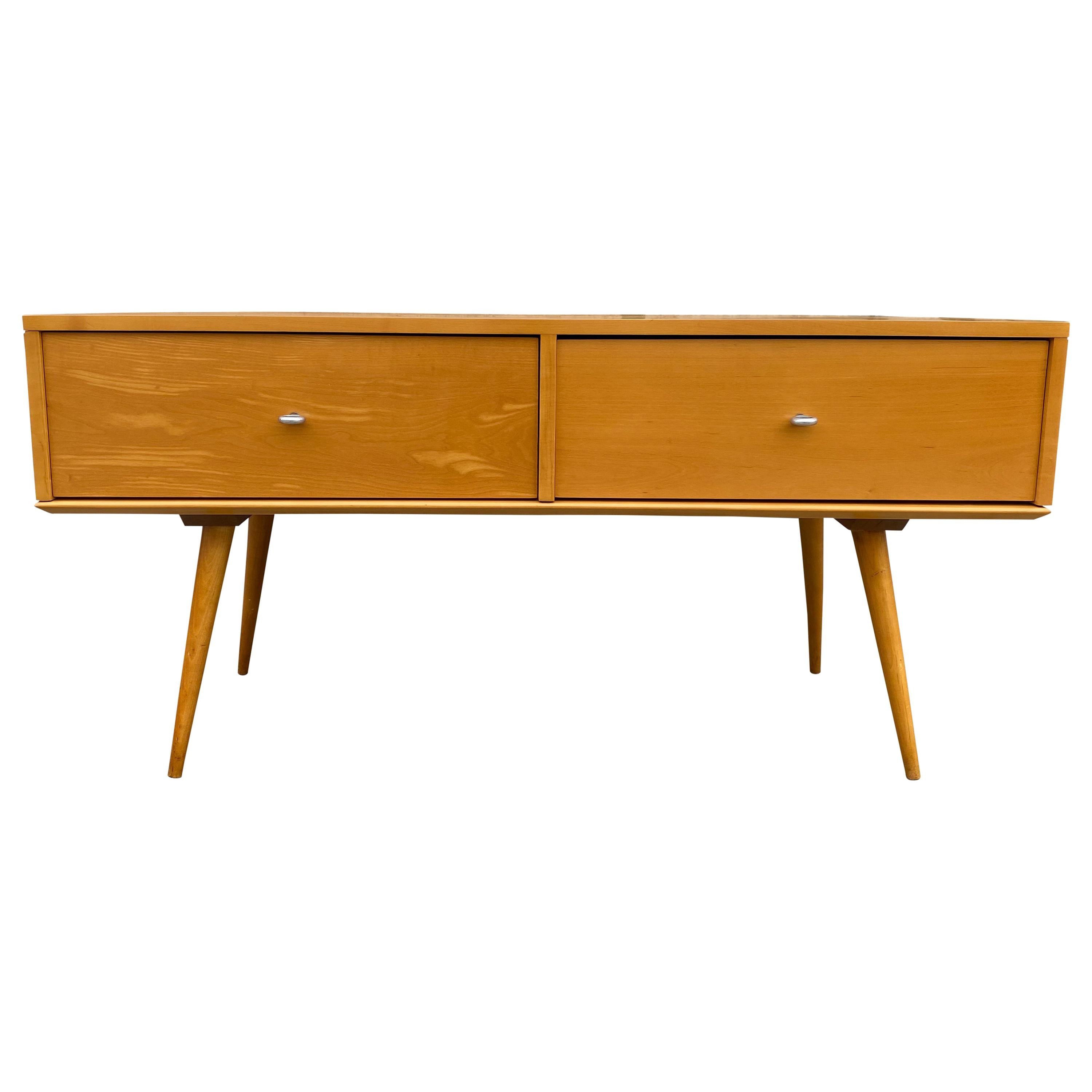 Rare Midcentury Modern Low Two-Drawer Dresser by Paul McCobb Blonde