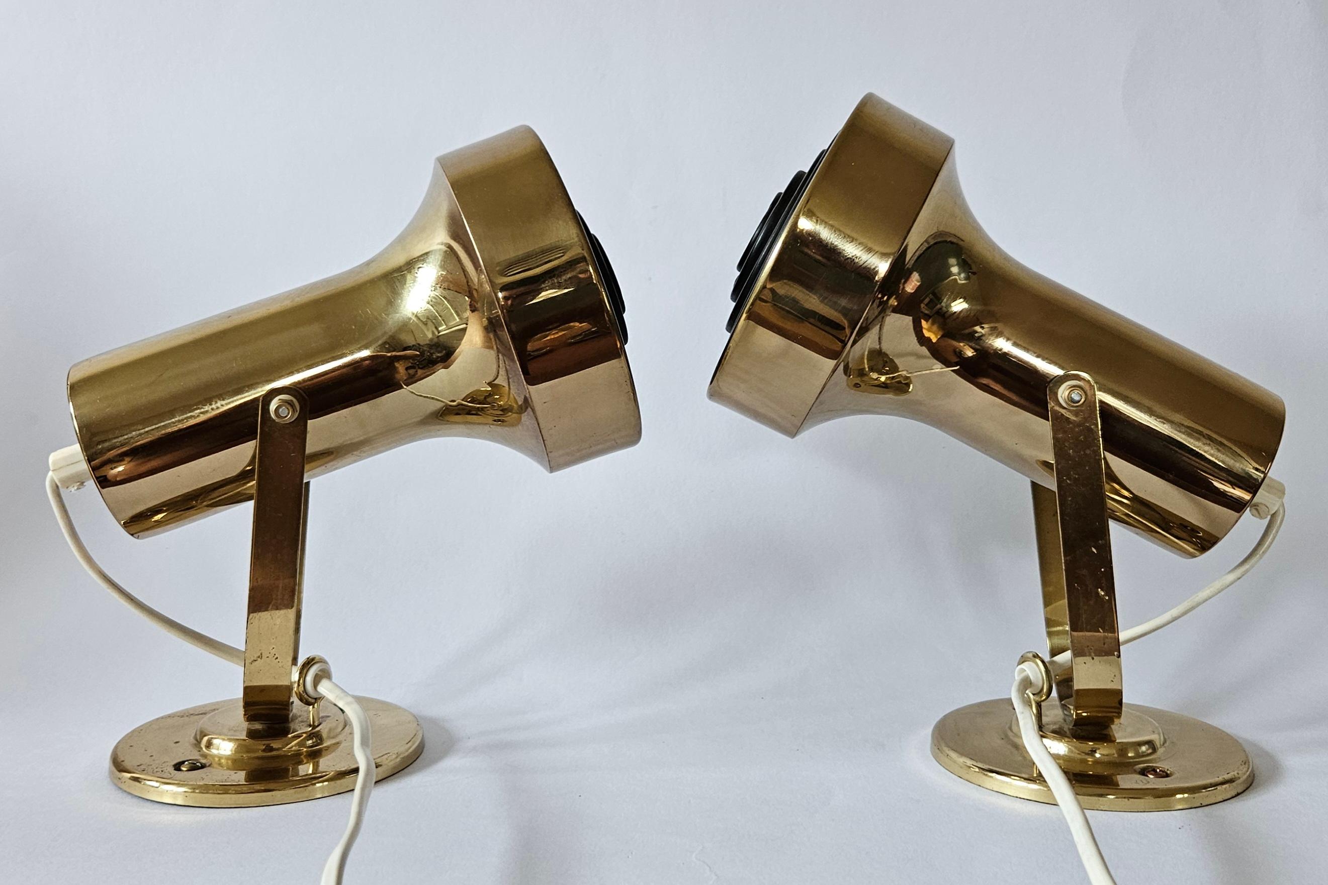 Rare Midcentury Pair of Wall Lamp, ANETA, Sweden, 1970s en vente 4