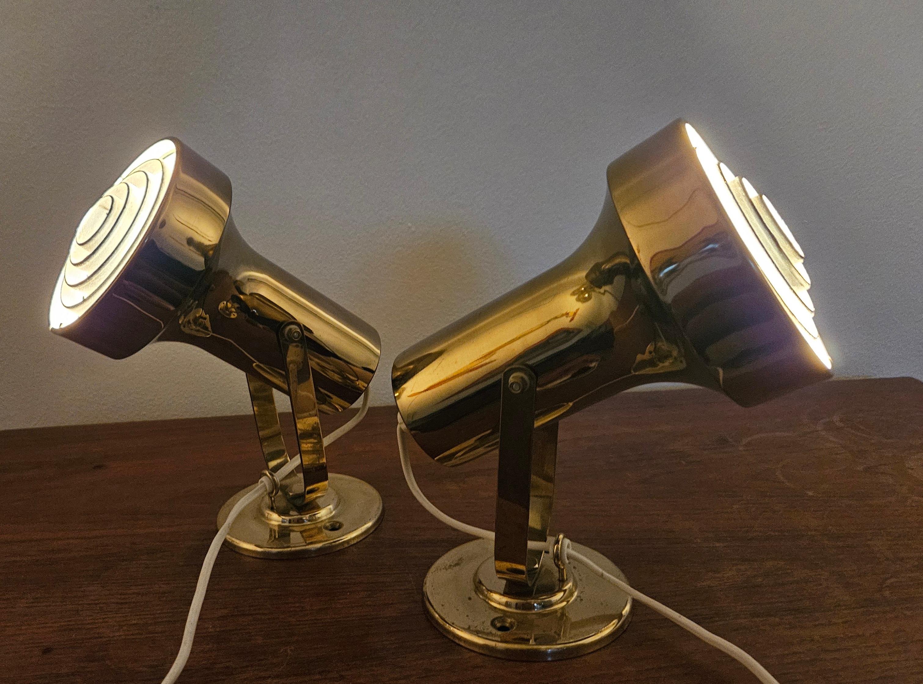Métal Rare Midcentury Pair of Wall Lamp, ANETA, Sweden, 1970s en vente