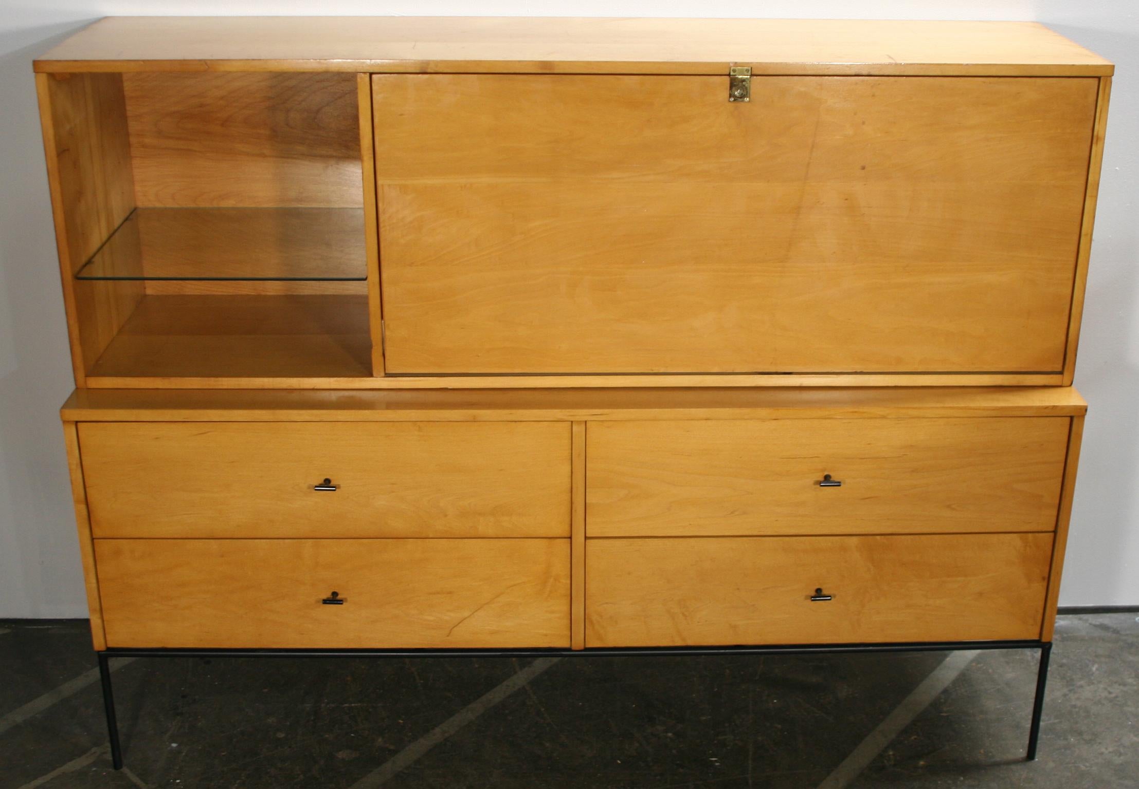 Mid-Century Modern Rare Midcentury Paul McCobb #1562 Drop Lid Desk W/Organizer Maple T Pulls