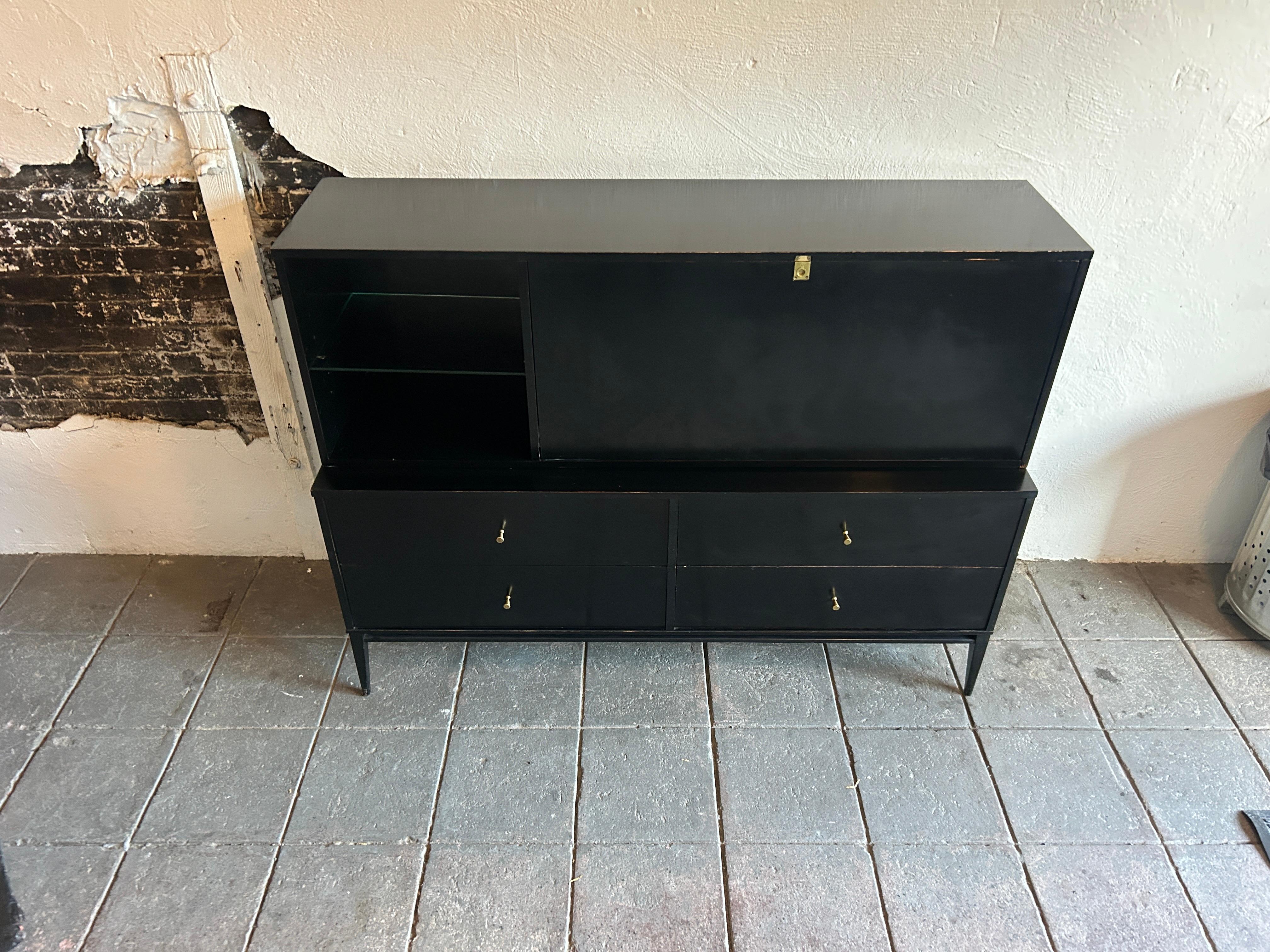Mid-Century Modern Rare Midcentury Paul McCobb #1562 Drop Lid Desk with Organizer Maple Black Brass