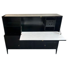 Rare Midcentury Paul McCobb #1562 Drop Lid Desk with Organizer Maple Black Brass