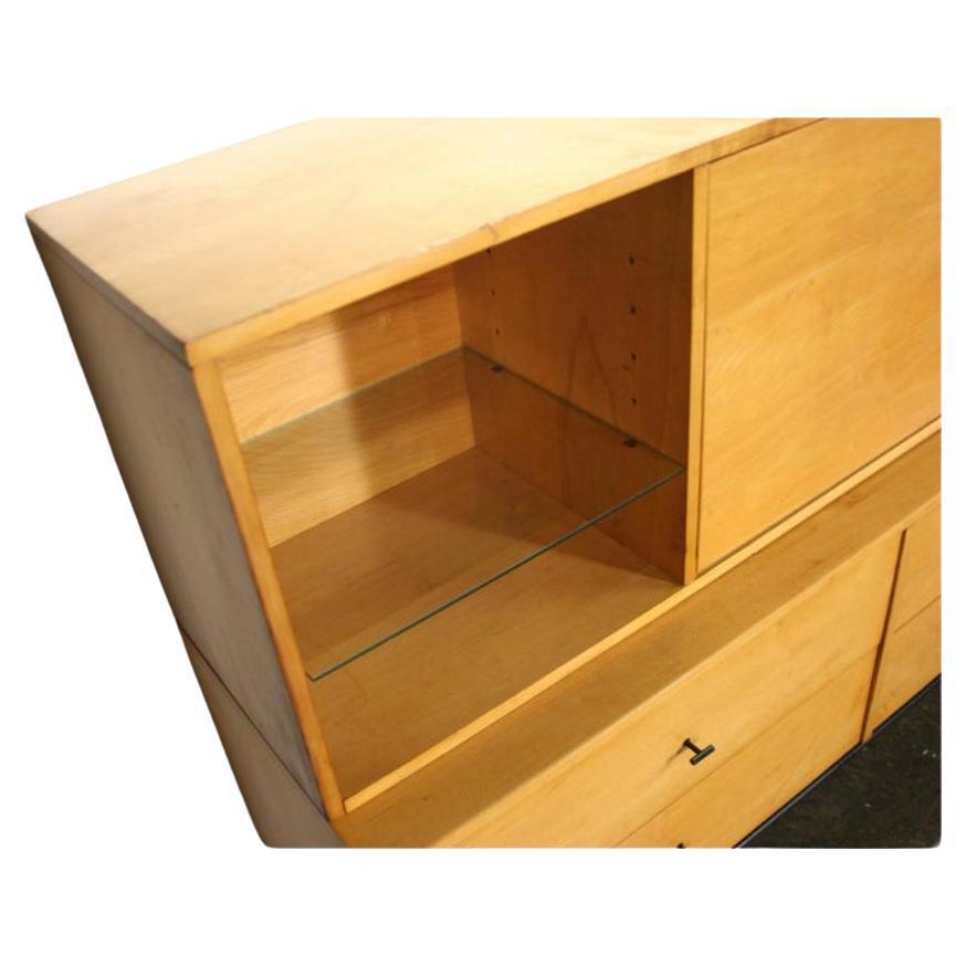 20th Century Rare Midcentury Paul McCobb 1562 Drop Lid Desk with Organizer Maple T Pulls For Sale