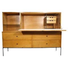 Seltene Midcentury Paul McCobb 1562 Drop Lid Schreibtisch mit Organizer Ahorn T Pulls