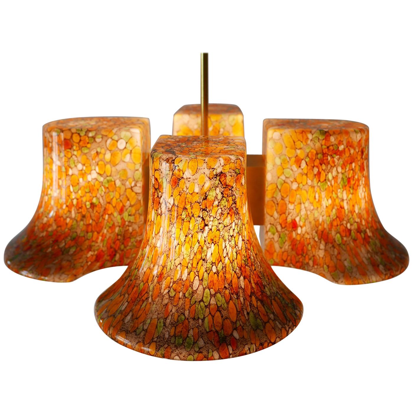 Rara lampada a sospensione o lampadario del Medioevo di Peill & Putzler, anni '70, Germania