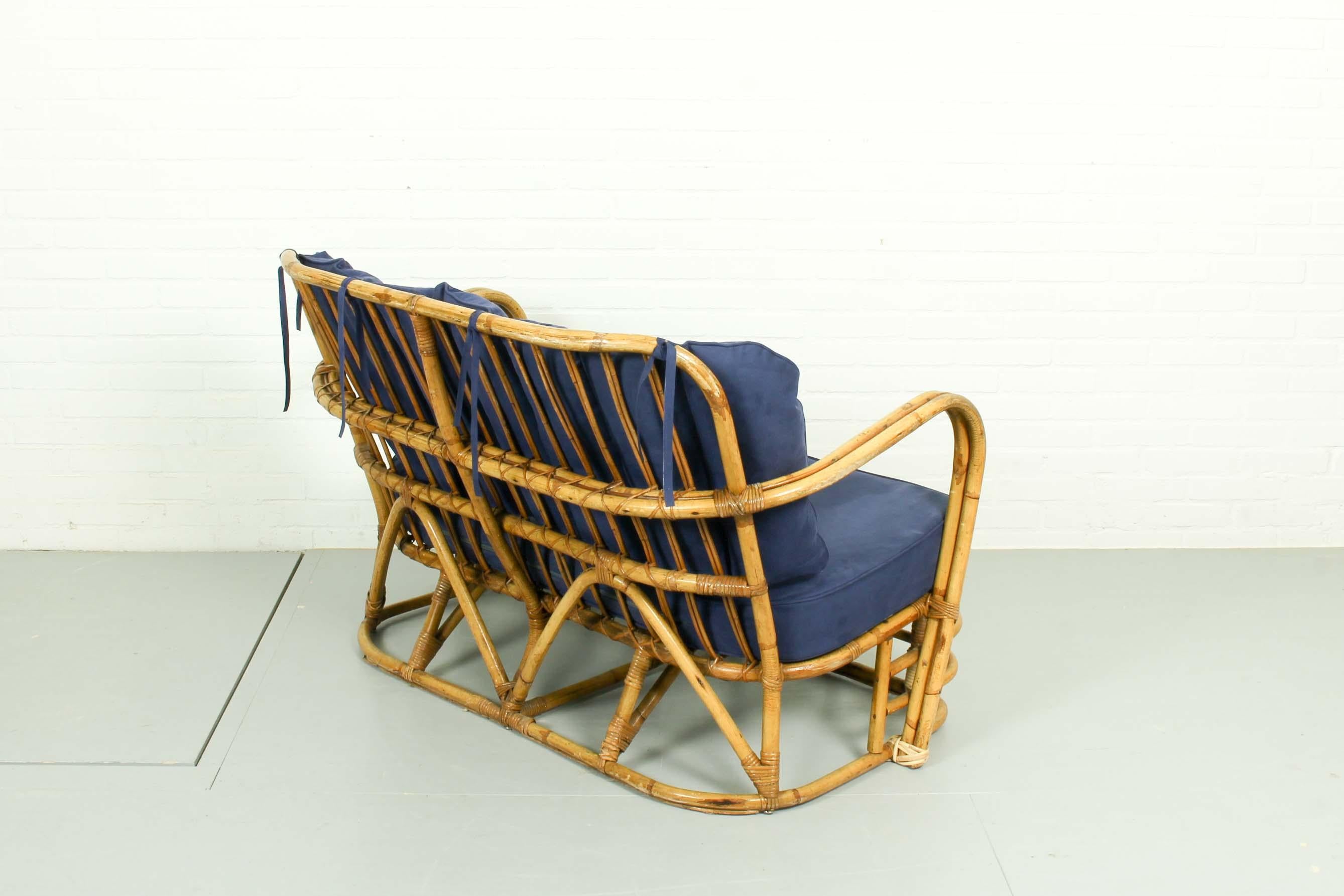 Rare Midcentury Rattan Living Room Set For Sale 4