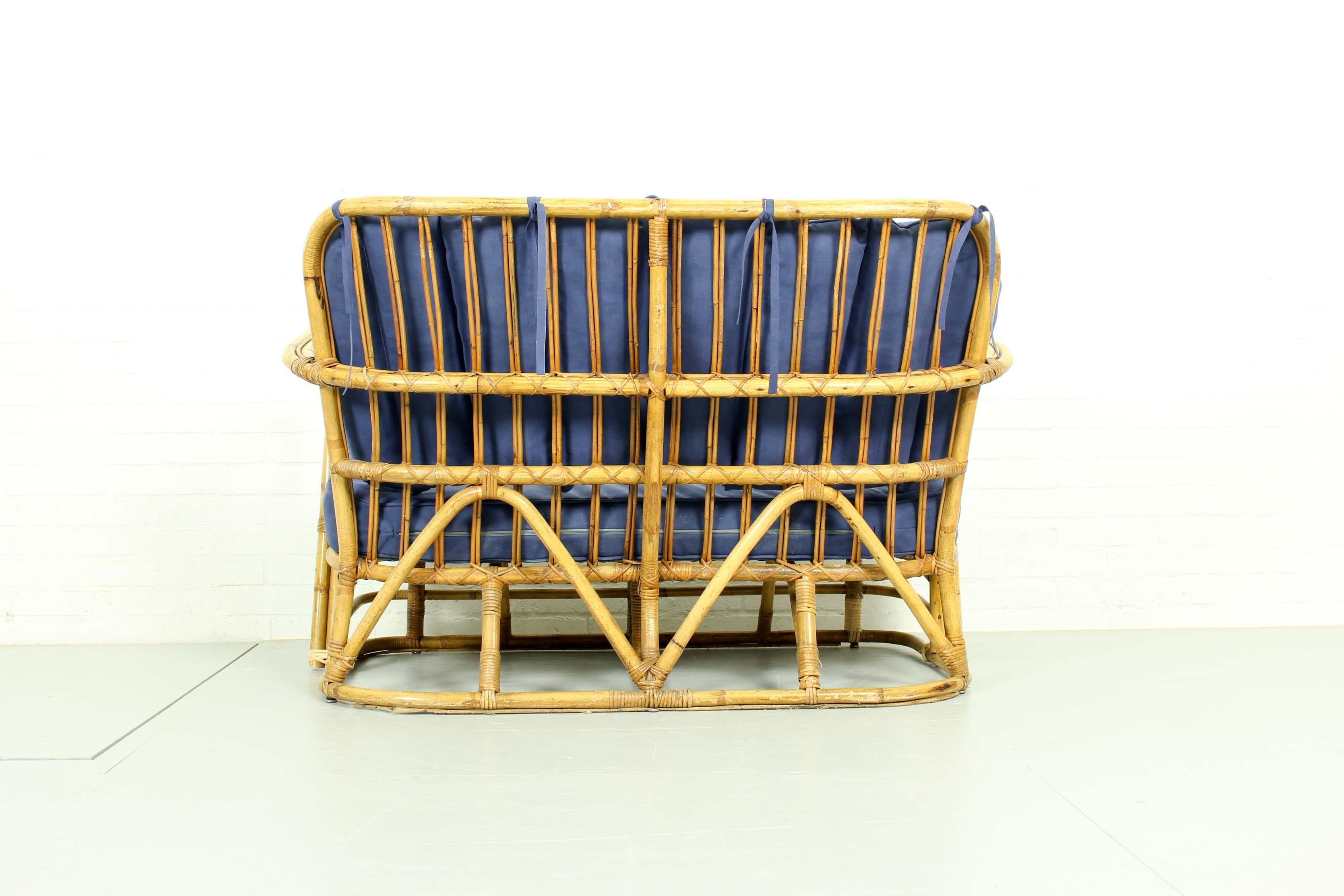 Rare Midcentury Rattan Living Room Set For Sale 6