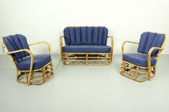 Rare Midcentury Rattan Living Room Set