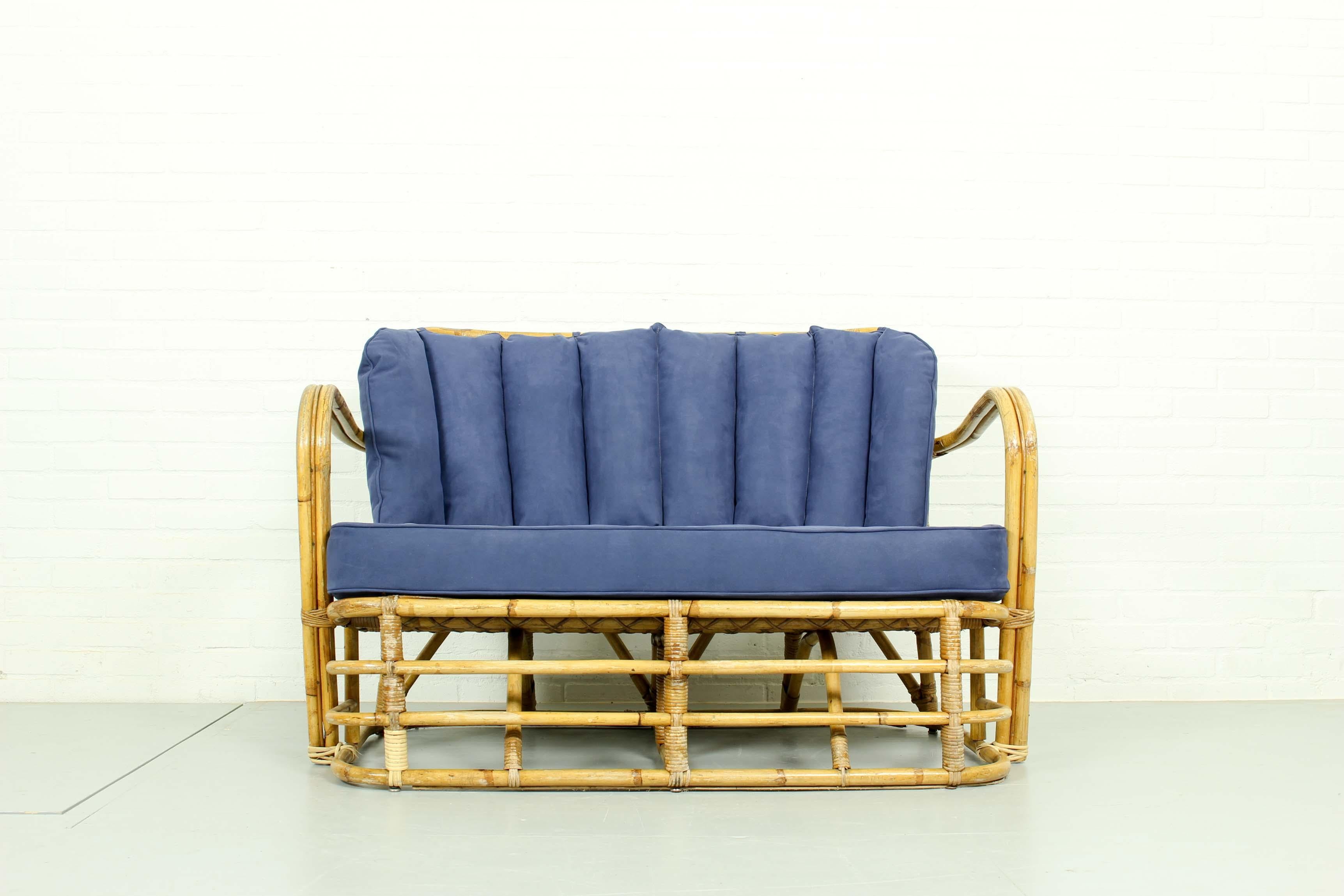 Mid-Century Modern Rare Midcentury Rattan Living Room Set For Sale