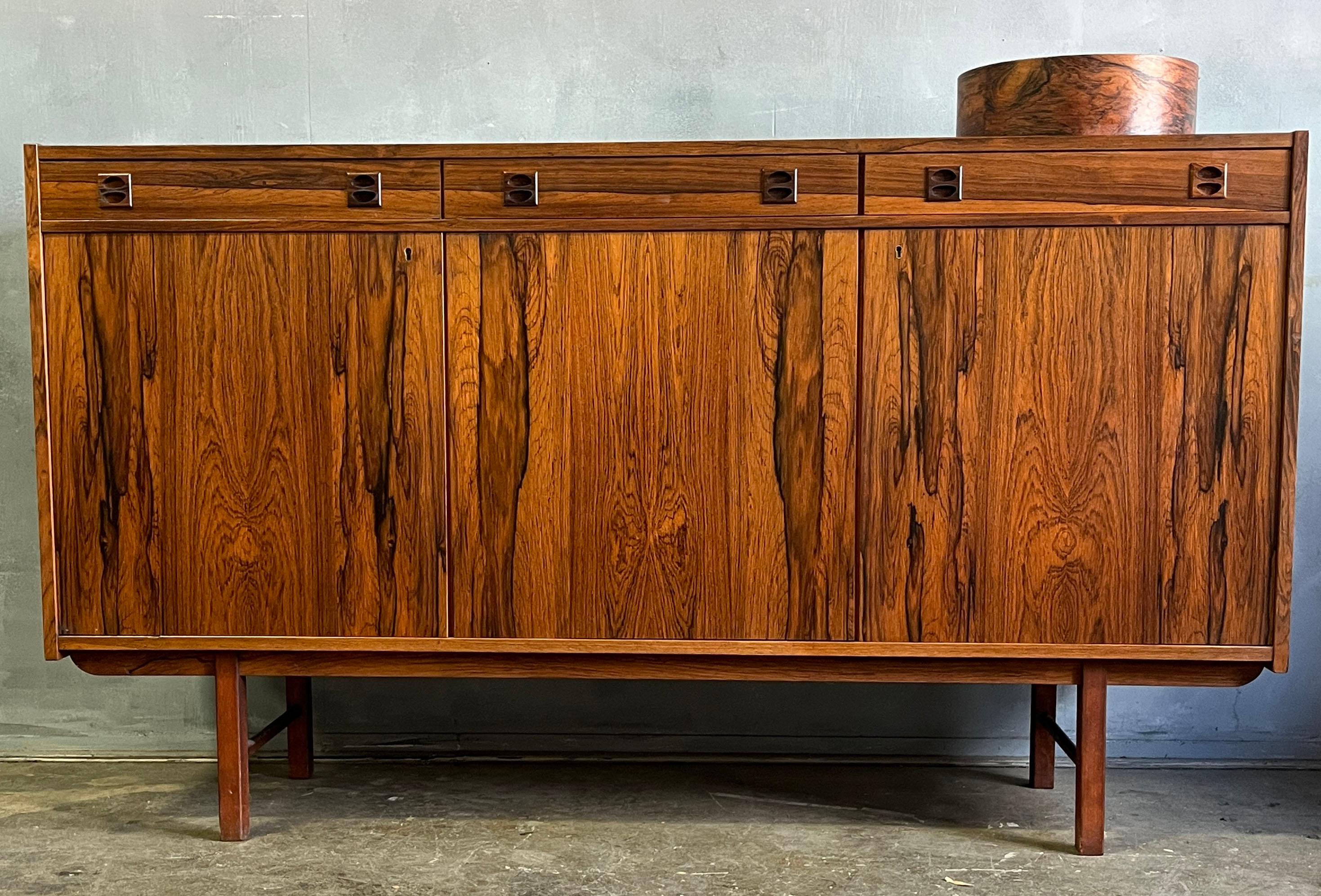 Rare sideboard in rosewood designed by Erik Wörts for Ikea 1960's. One of the most soft after designers and somewhat elusive Erik Worts only designed a few pieces for IKEA and very few of these credenzas were ever made. This Ladoga series was