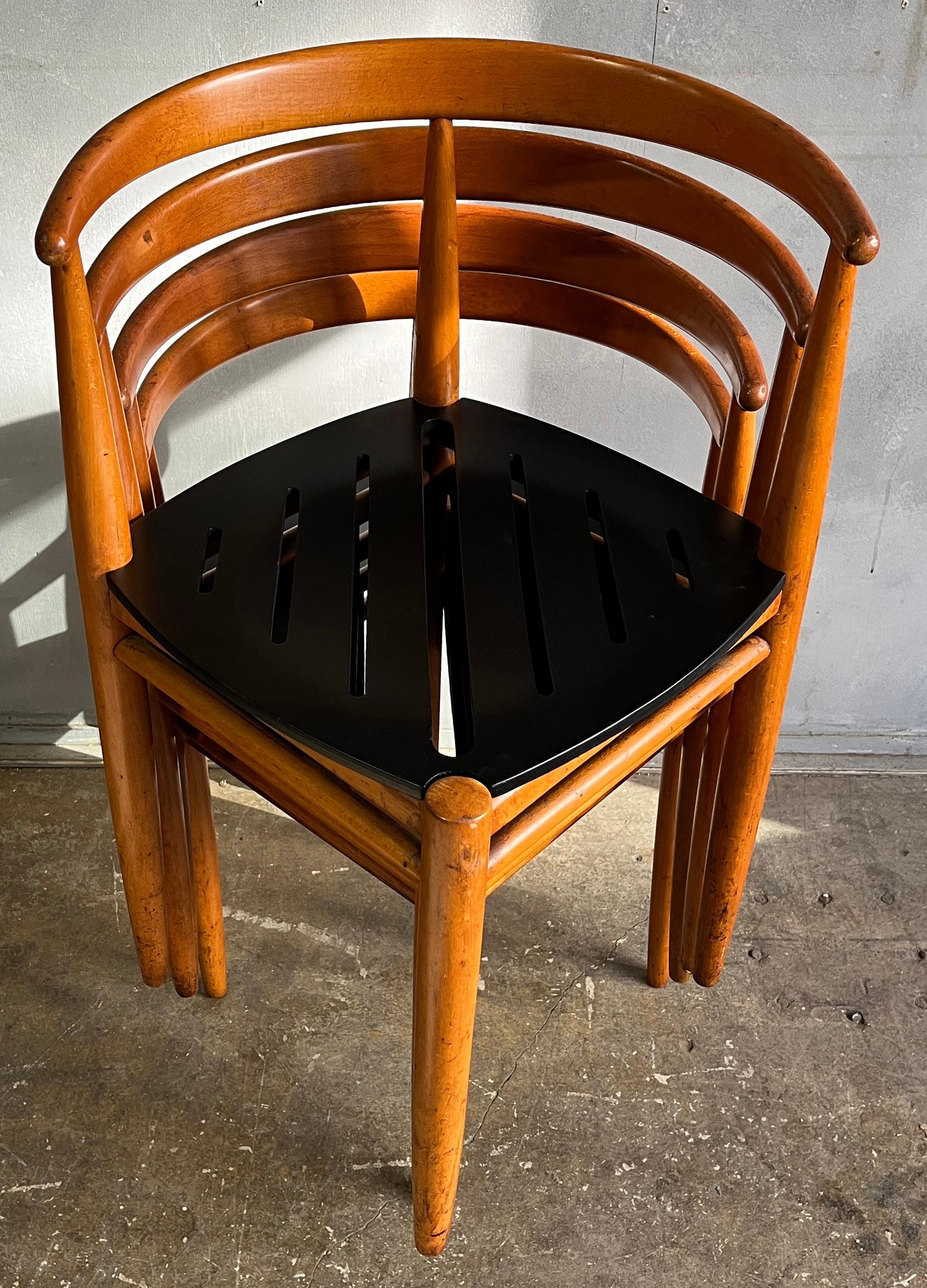 Rare Midcentury Scandinavian Dining Chairs Set of Four For Sale 4