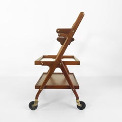 Rare Midcentury Serving Cart in Mahogany Wood