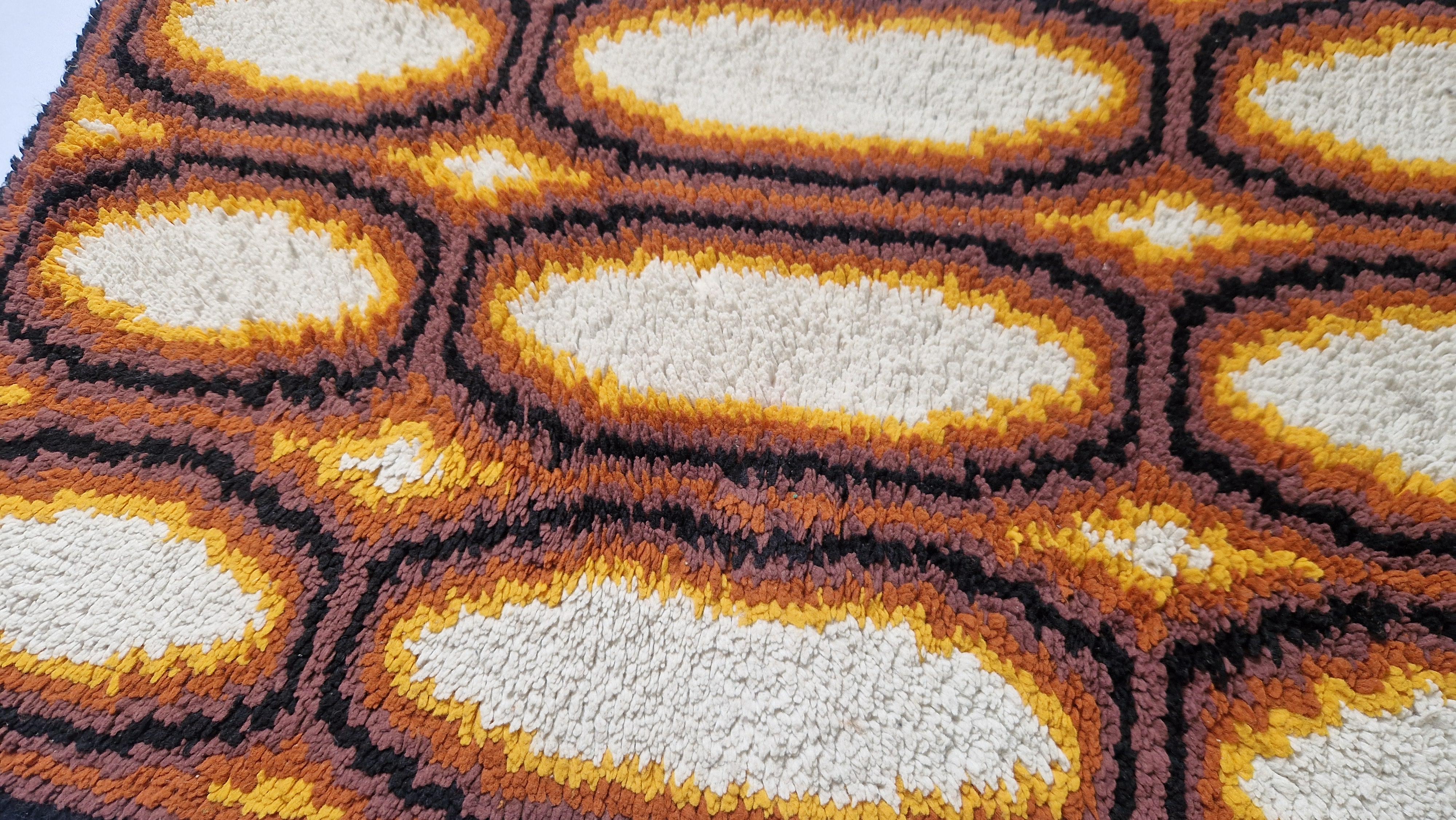 Rare Midcentury Small Rug / Carpet or Wall Tapestry Ege Rya, Denmark, 1970s In Good Condition For Sale In Praha, CZ