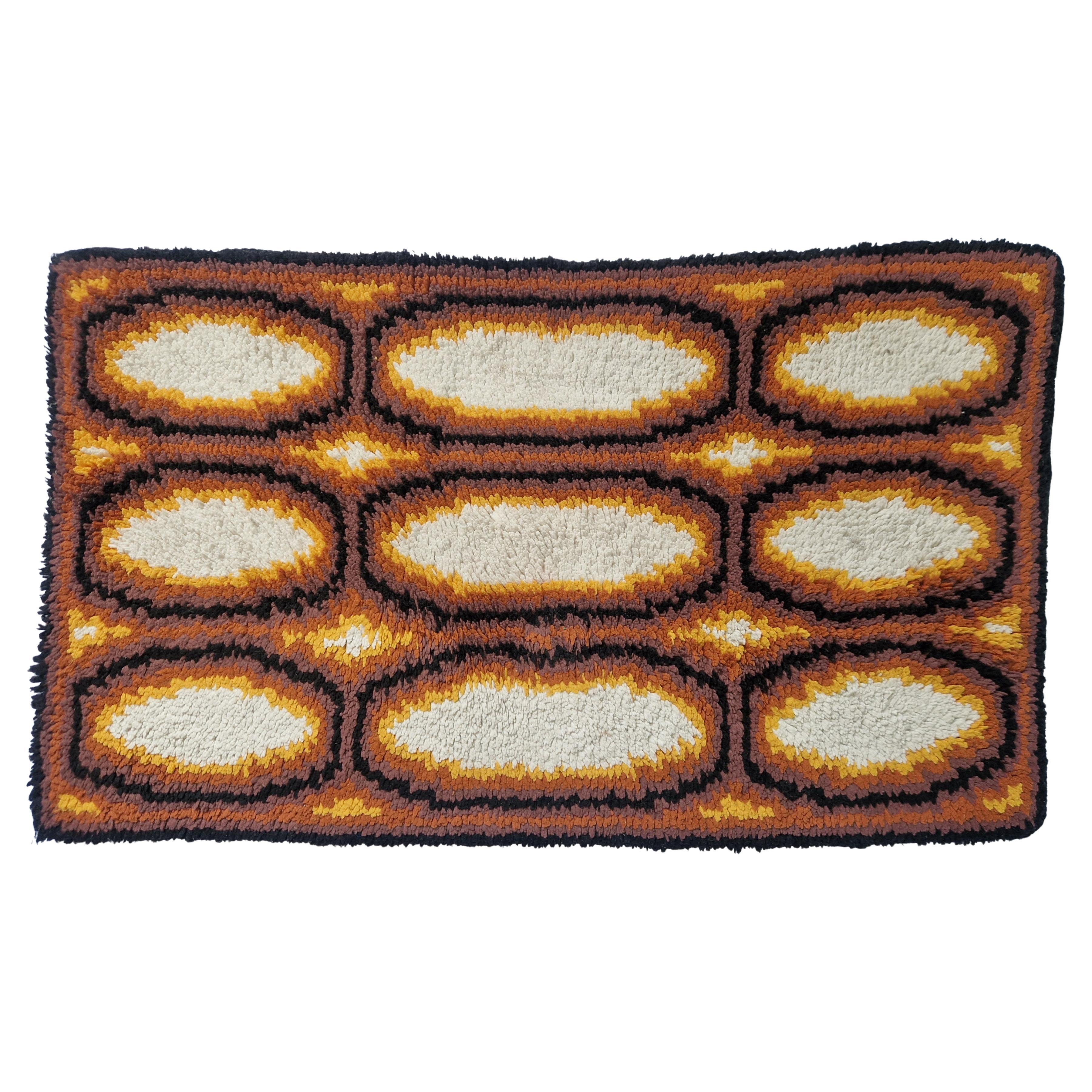 Rare petit tapis / moquette ou tapisserie murale du milieu du siècle Ege Rya, Denmark, 1970