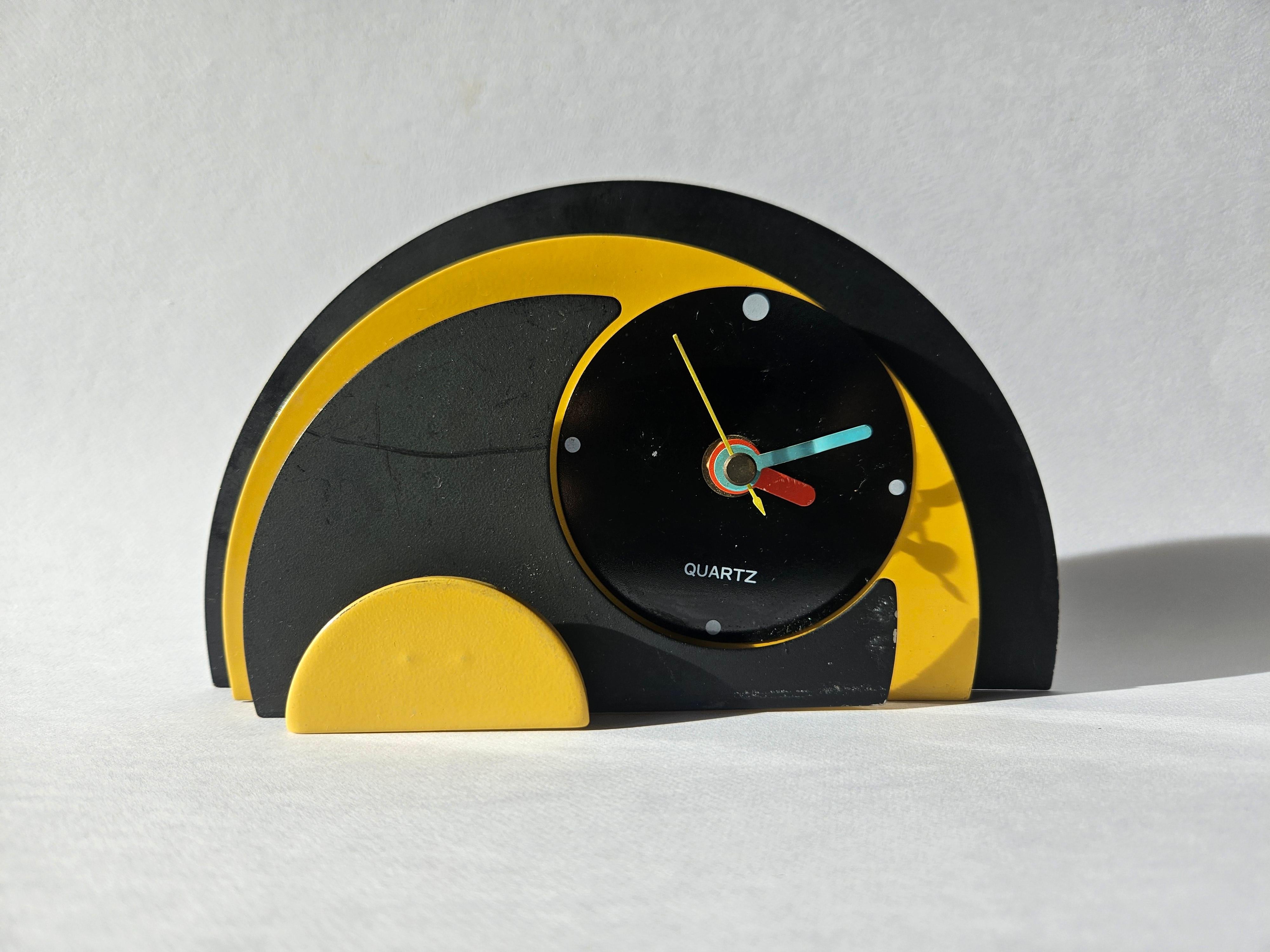 Italian Rare Midcentury Table or Desk Clock, 1970s For Sale