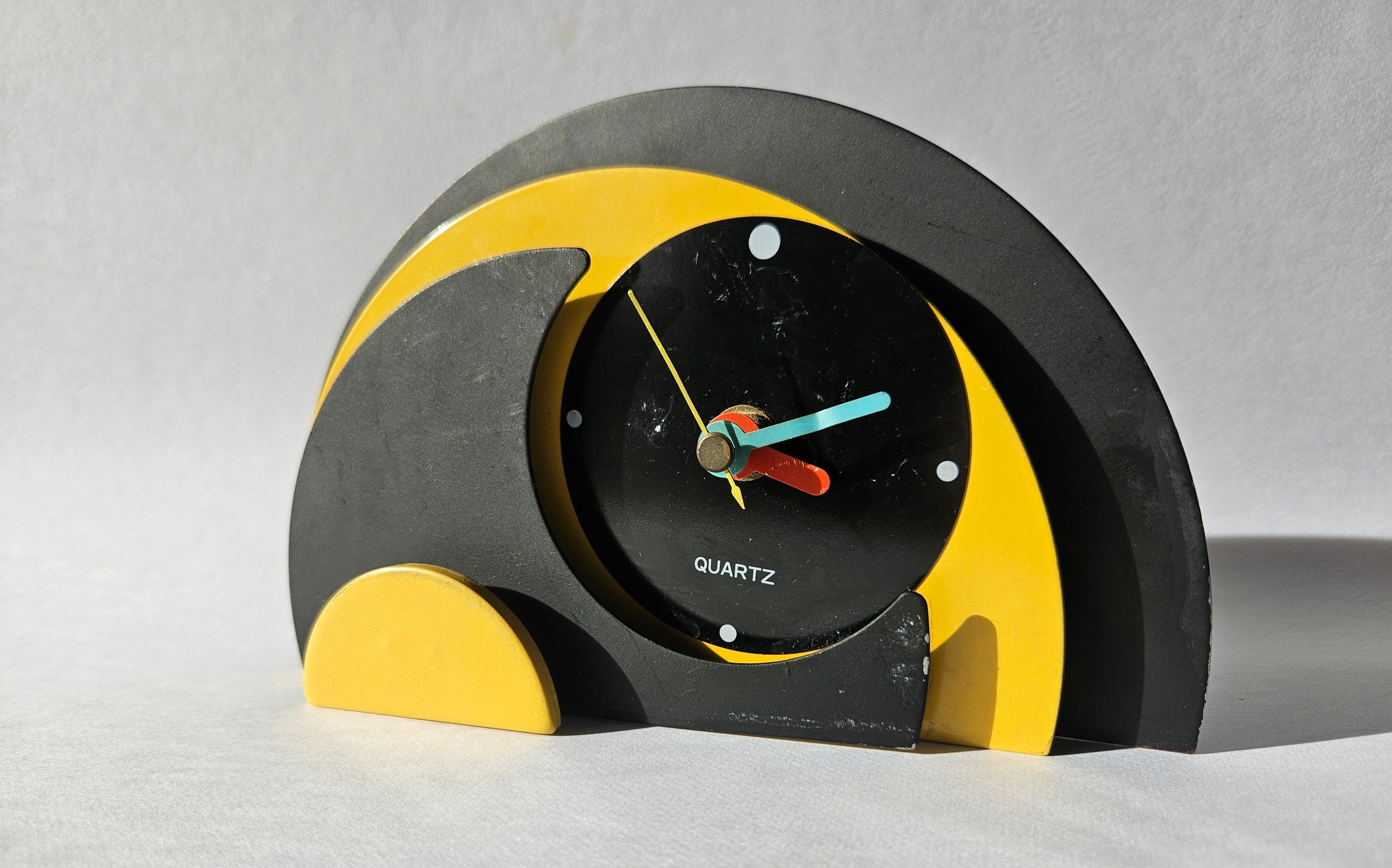 Lacquered Rare Midcentury Table or Desk Clock, 1970s For Sale