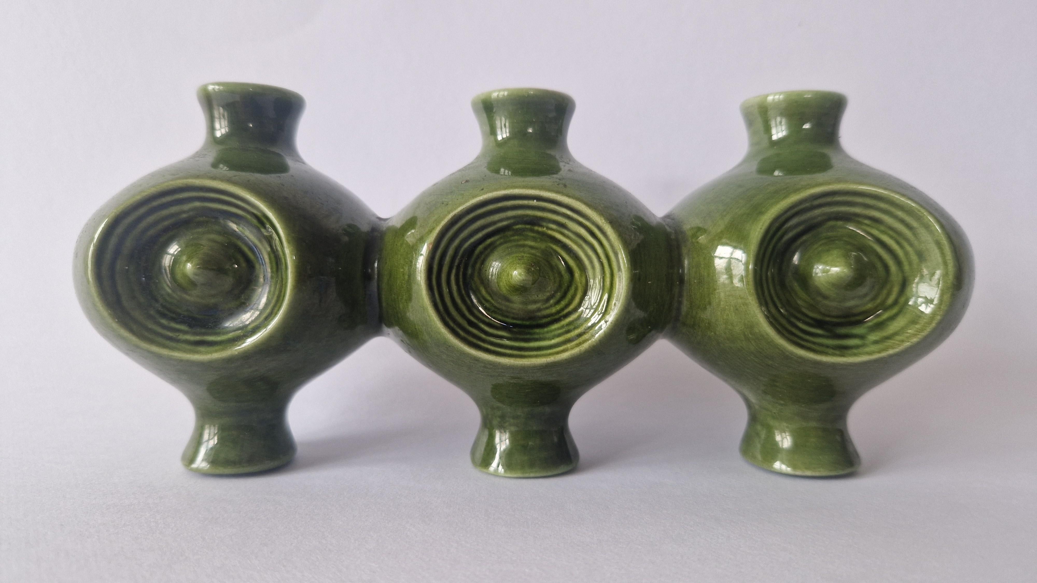 Raro jarrón de cerámica de mesa o pared de mediados de siglo, años 70 Glaseado en venta
