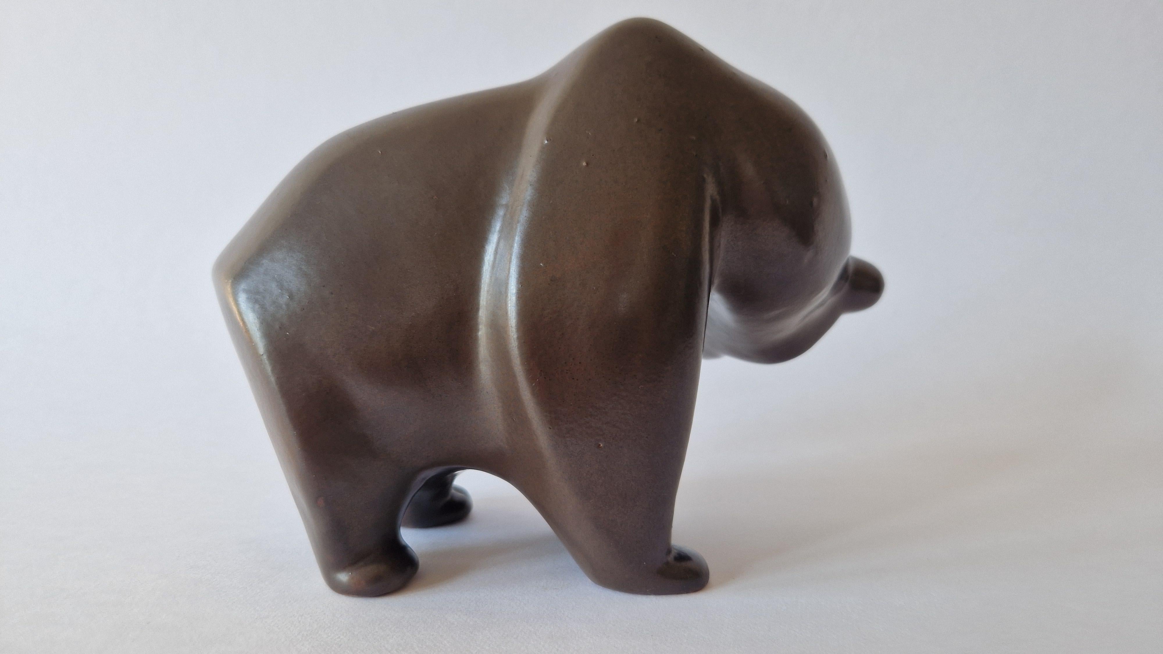 Rare Midcentury Table Sculpture Ceramic Bear, 1970s For Sale 3