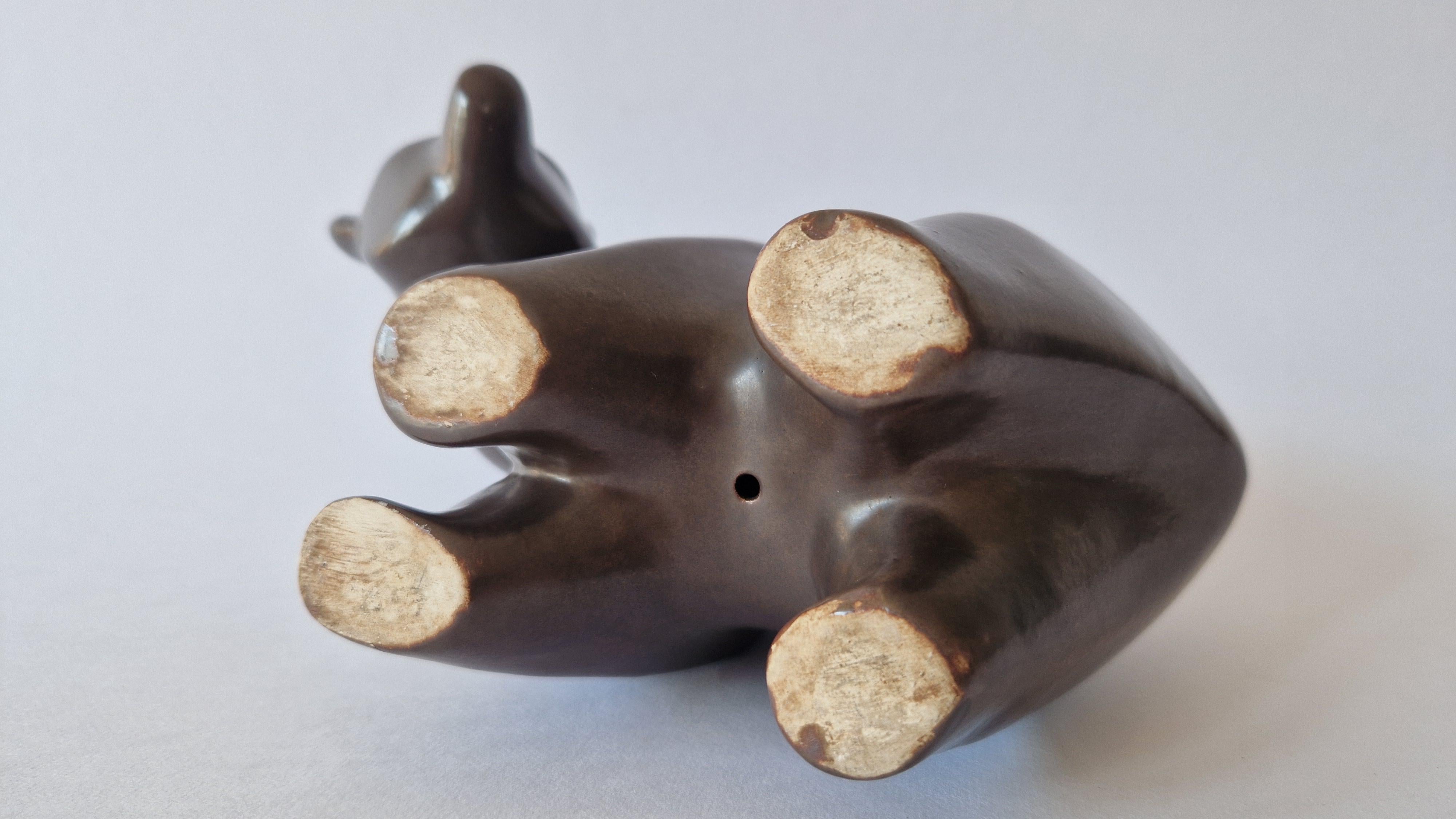 Rare Midcentury Table Sculpture Ceramic Bear, 1970s For Sale 5