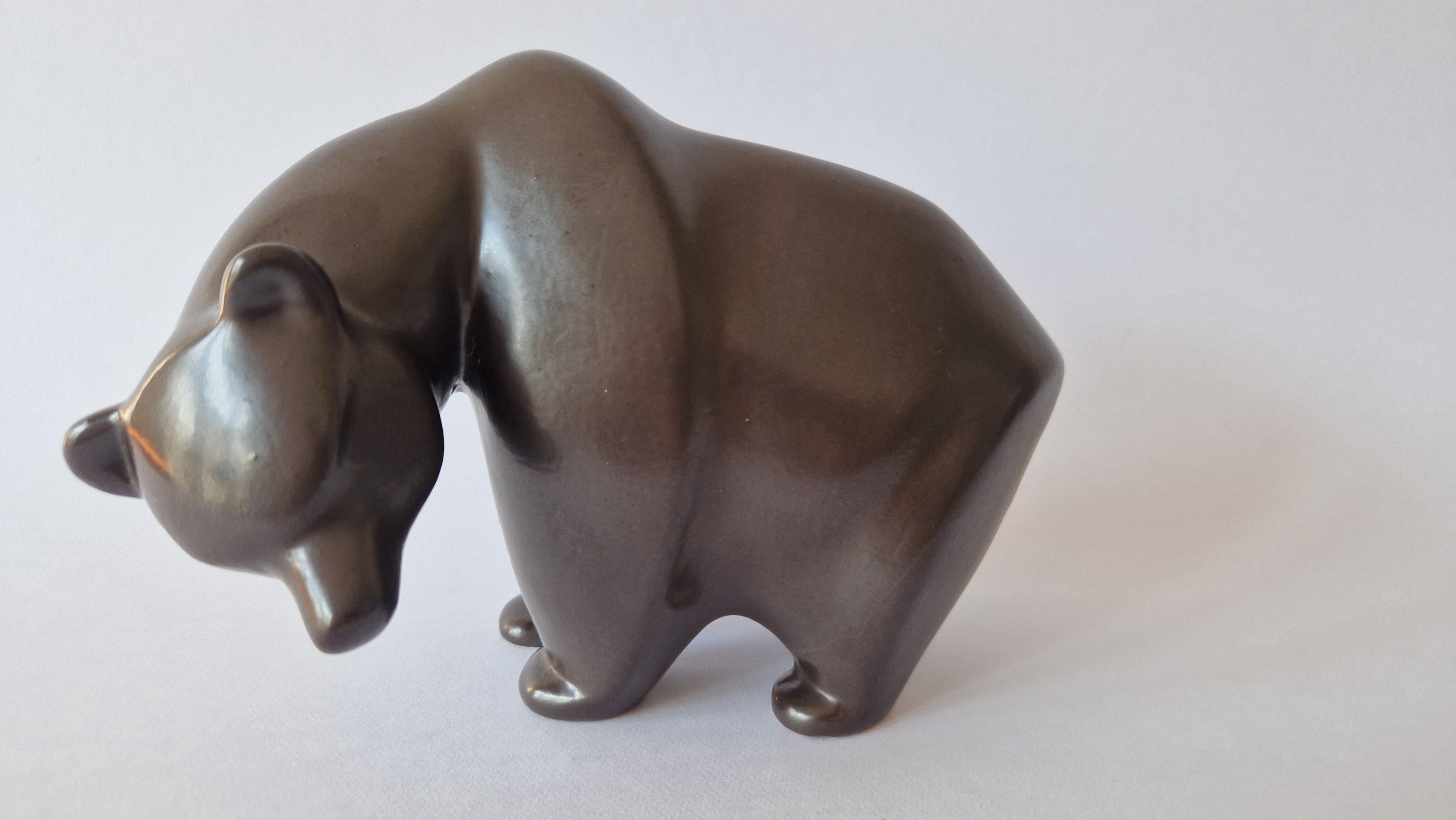 Mid-Century Modern Rare Midcentury Table Sculpture Ceramic Bear, 1970s For Sale