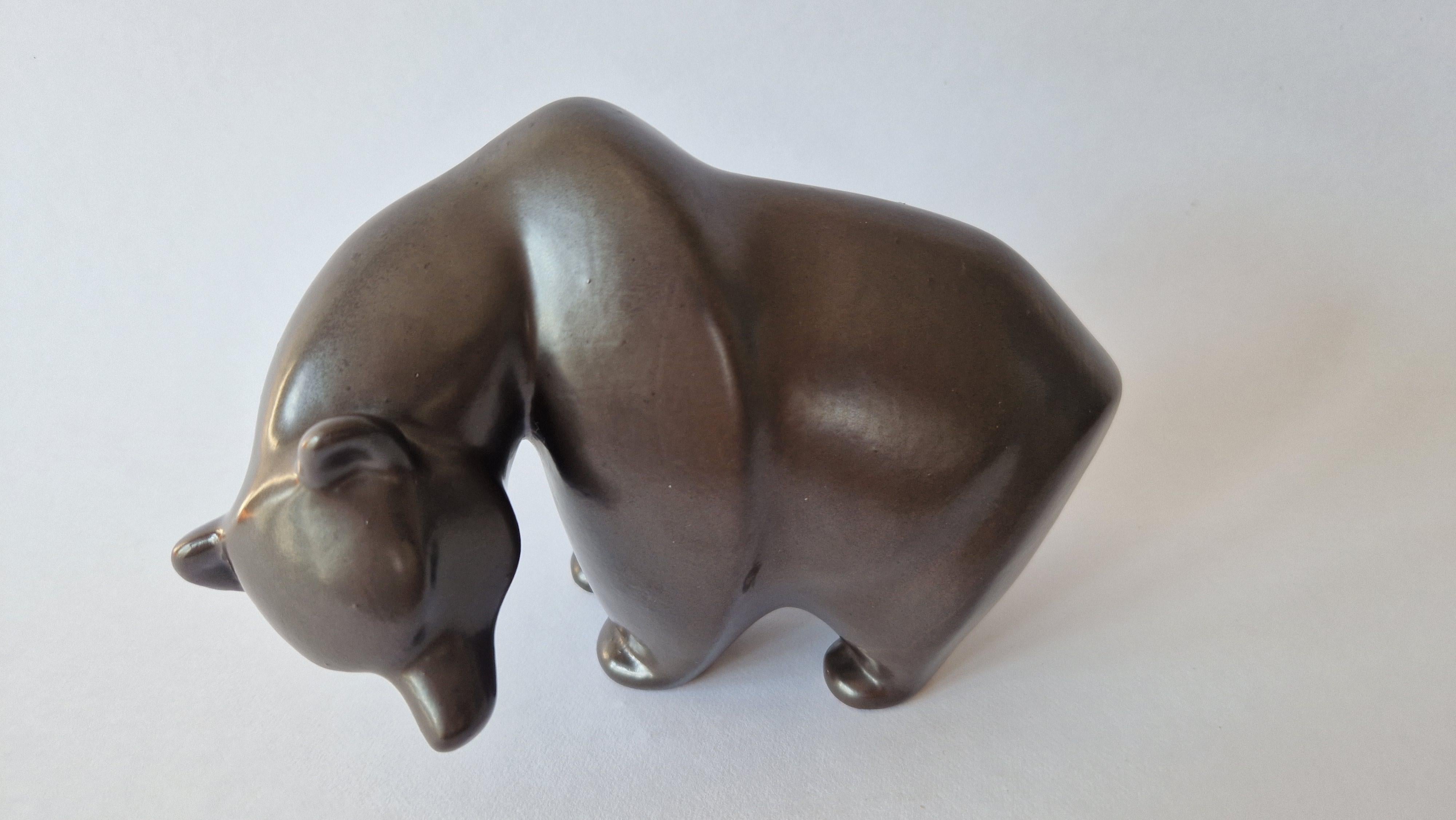 Rare Midcentury Table Sculpture Ceramic Bear, 1970s For Sale 1