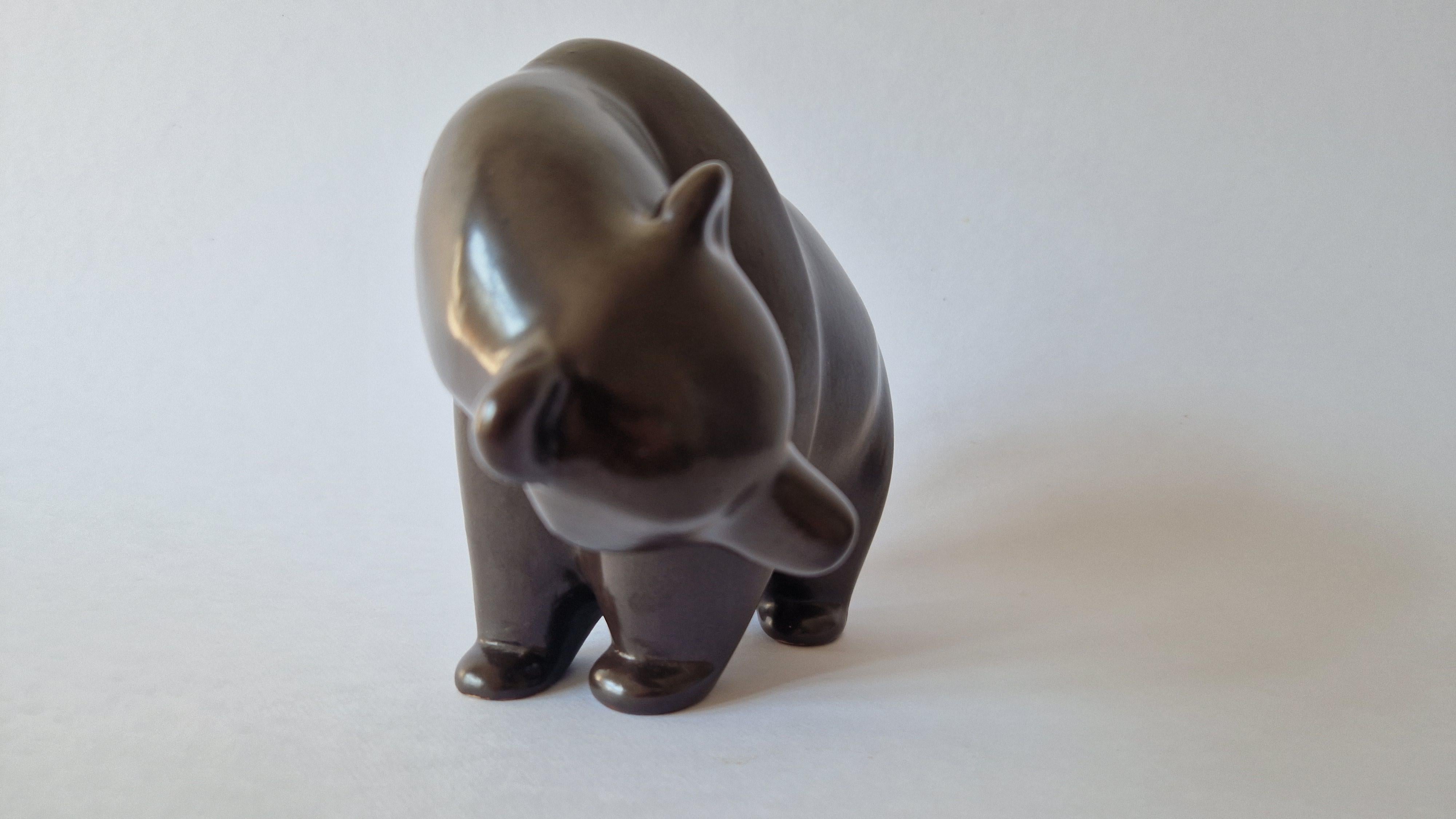 Rare Midcentury Table Sculpture Ceramic Bear, 1970s For Sale 2