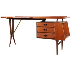 Rare Midcentury Teak Desk Designed by Louis Van Teeffelen for Webe, 1950 Brown