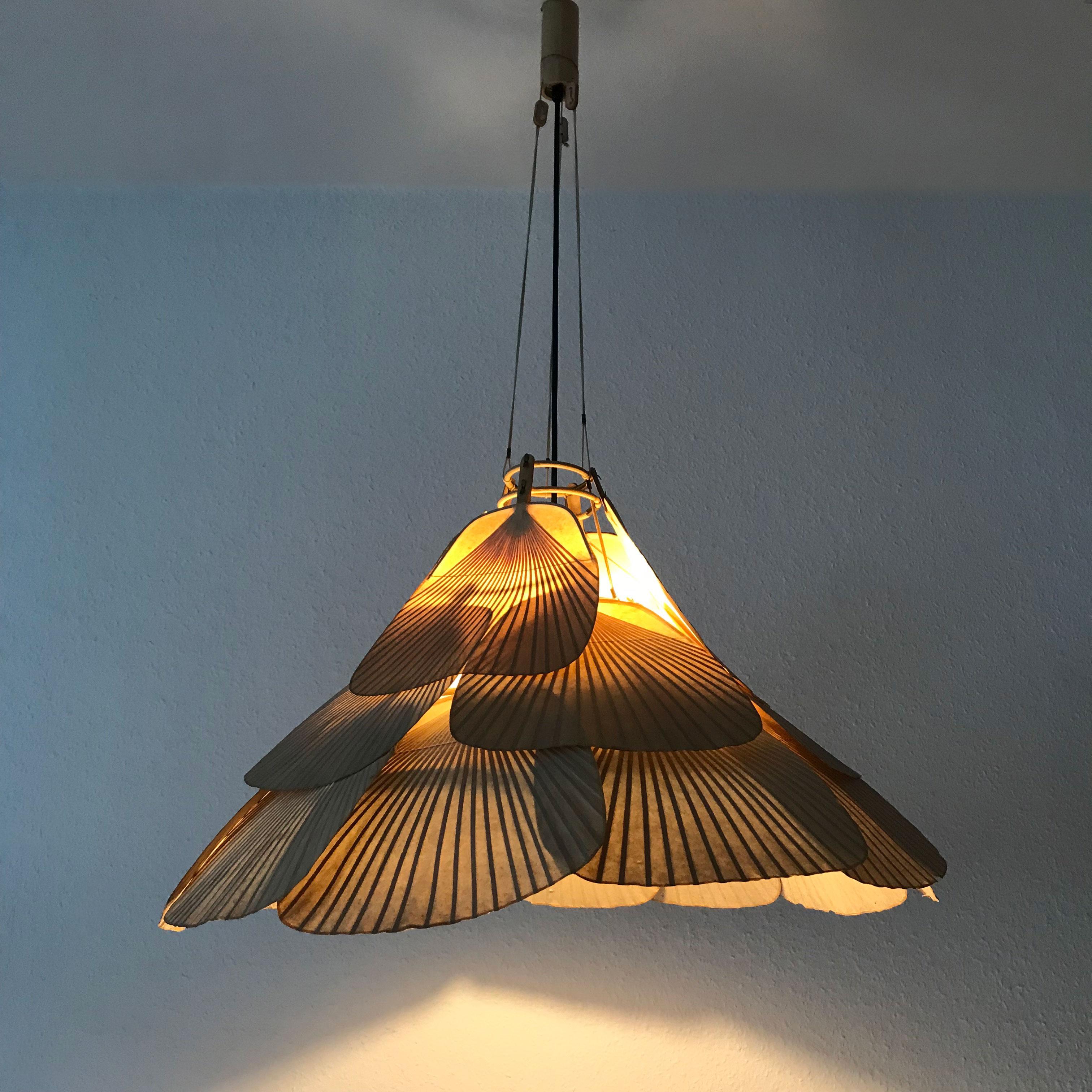 Mid-Century Modern Rare Midcentury 'Uchiwa' Fan Chandelier or Pendant Lamp by Ingo Maurer, 1970s